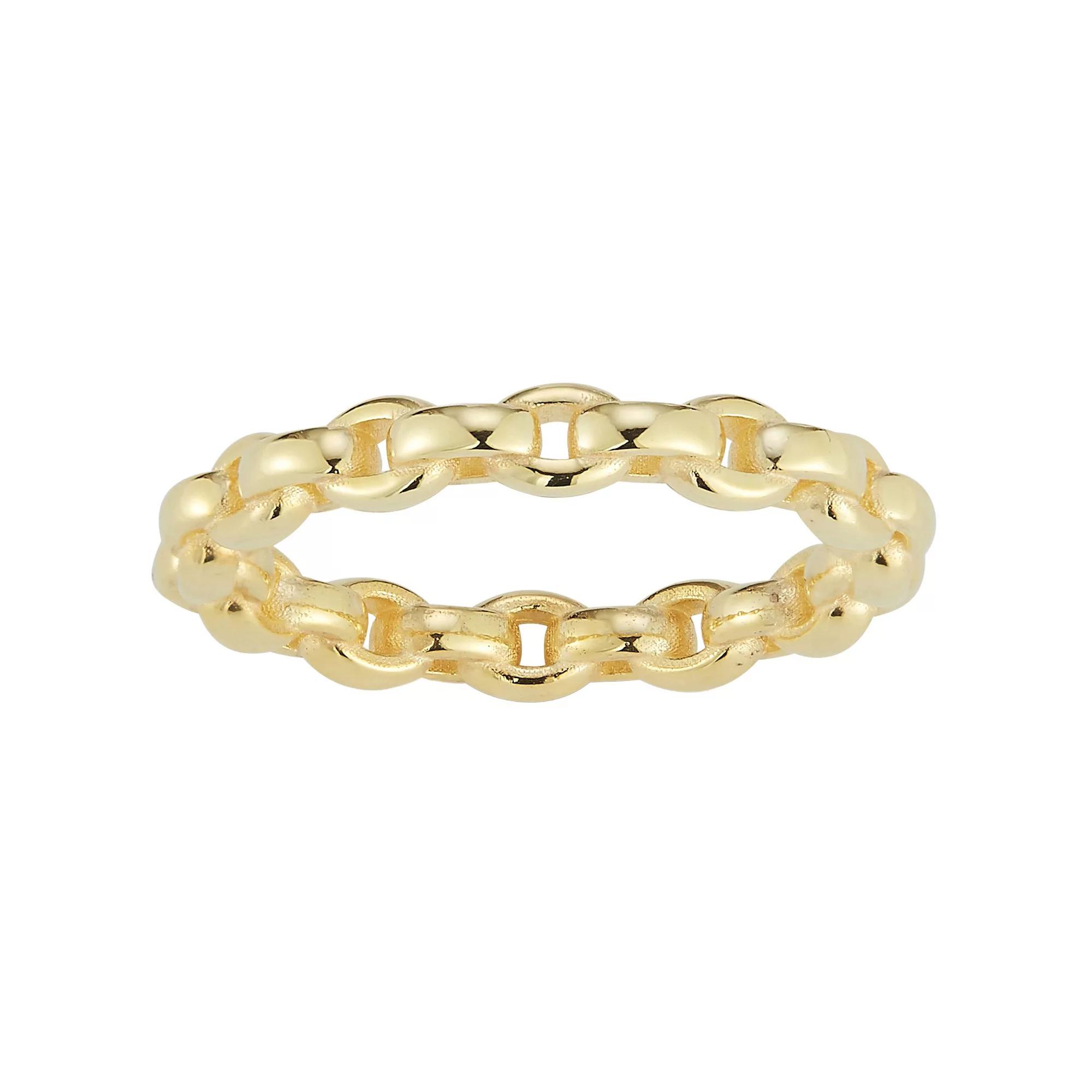 Sunkissed Sterling Link Chain Ring, Women's, Size: 7, Gold Tone Product Image