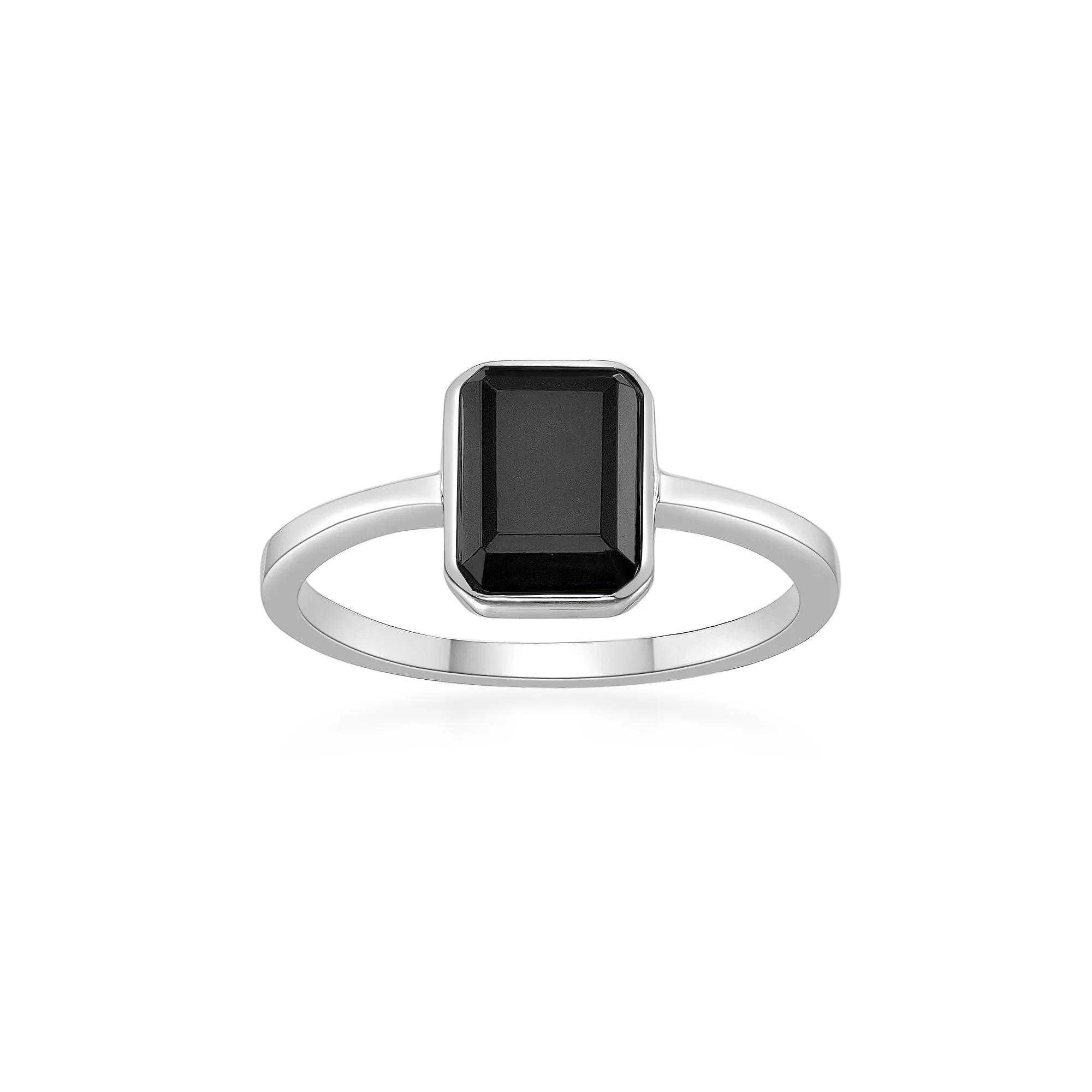 Gemminded Sterling Silver Octagon Black Onyx Ring, Women's, Size: 9 Product Image
