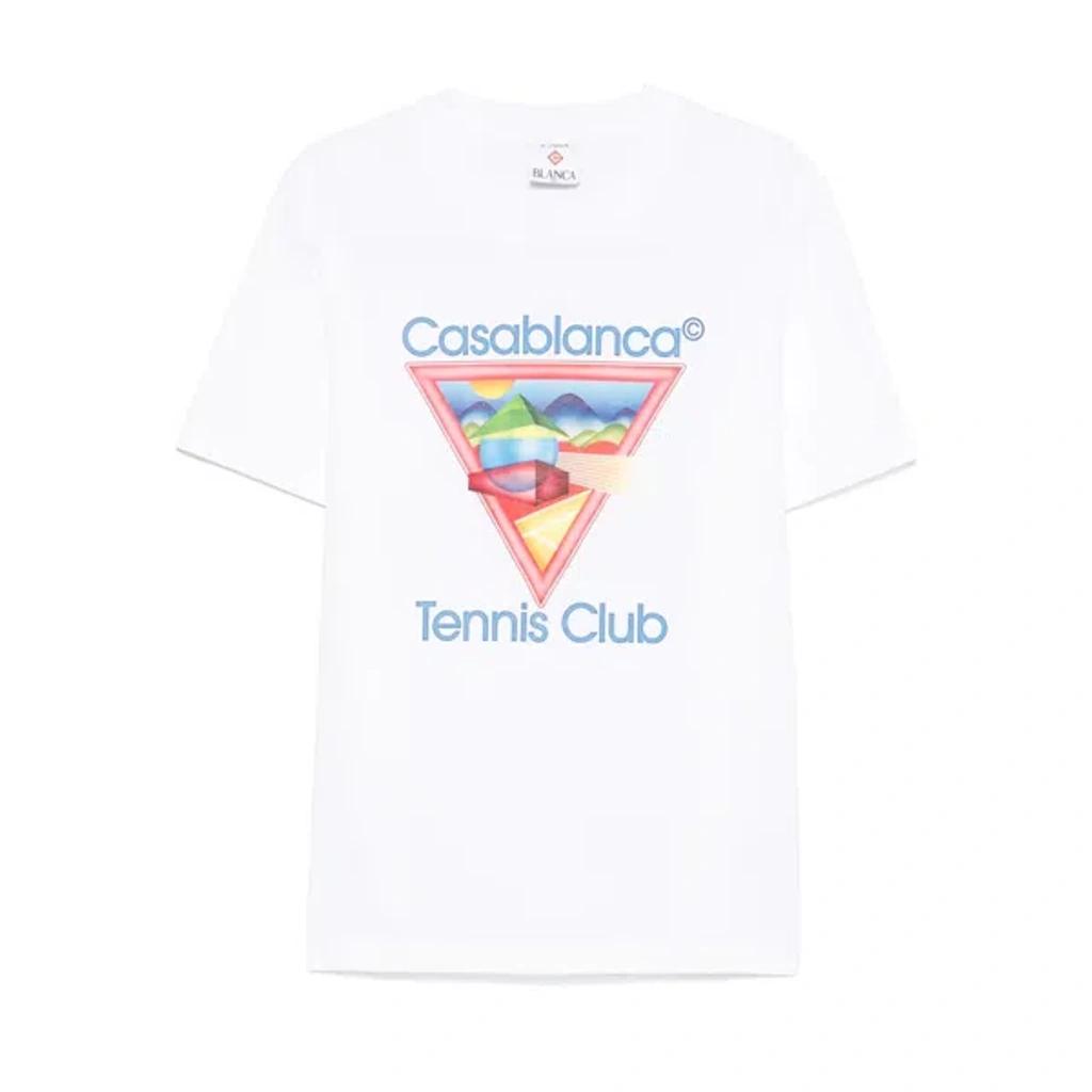 CASABLANCA Cotton Crew Neck T-shirt With Graphic Print In White Product Image