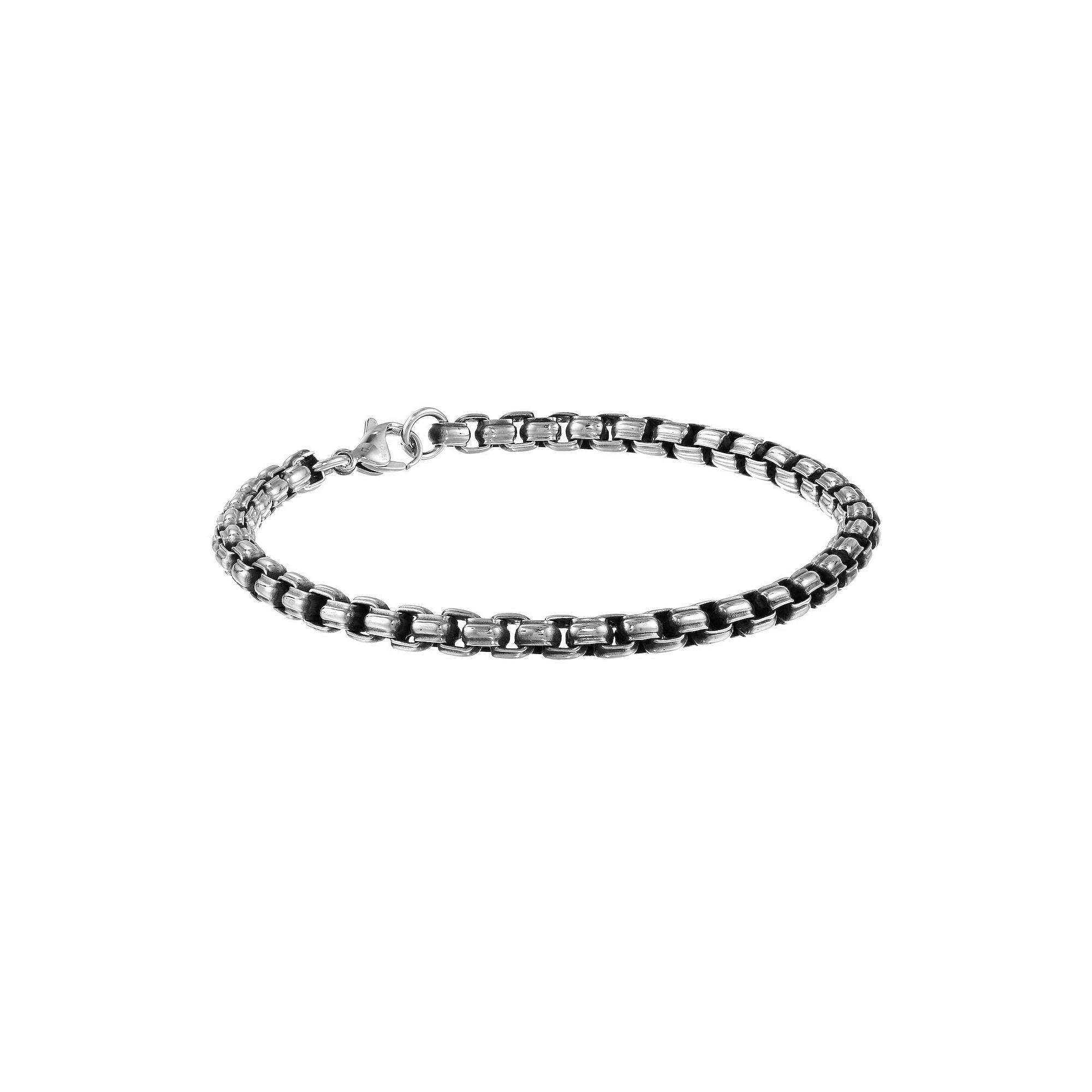 Men's LYNX Stainless Steel Box Chain Bracelet, Size: 9" Product Image