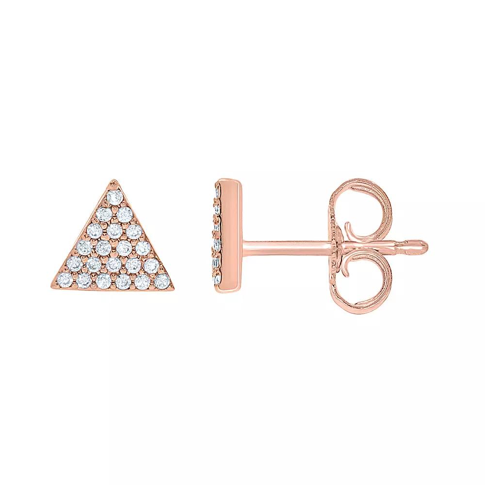 Sterling Silver 1/10 Carat T.W. Diamond Triangle Stud Earrings, Women's, Pink Tone Product Image