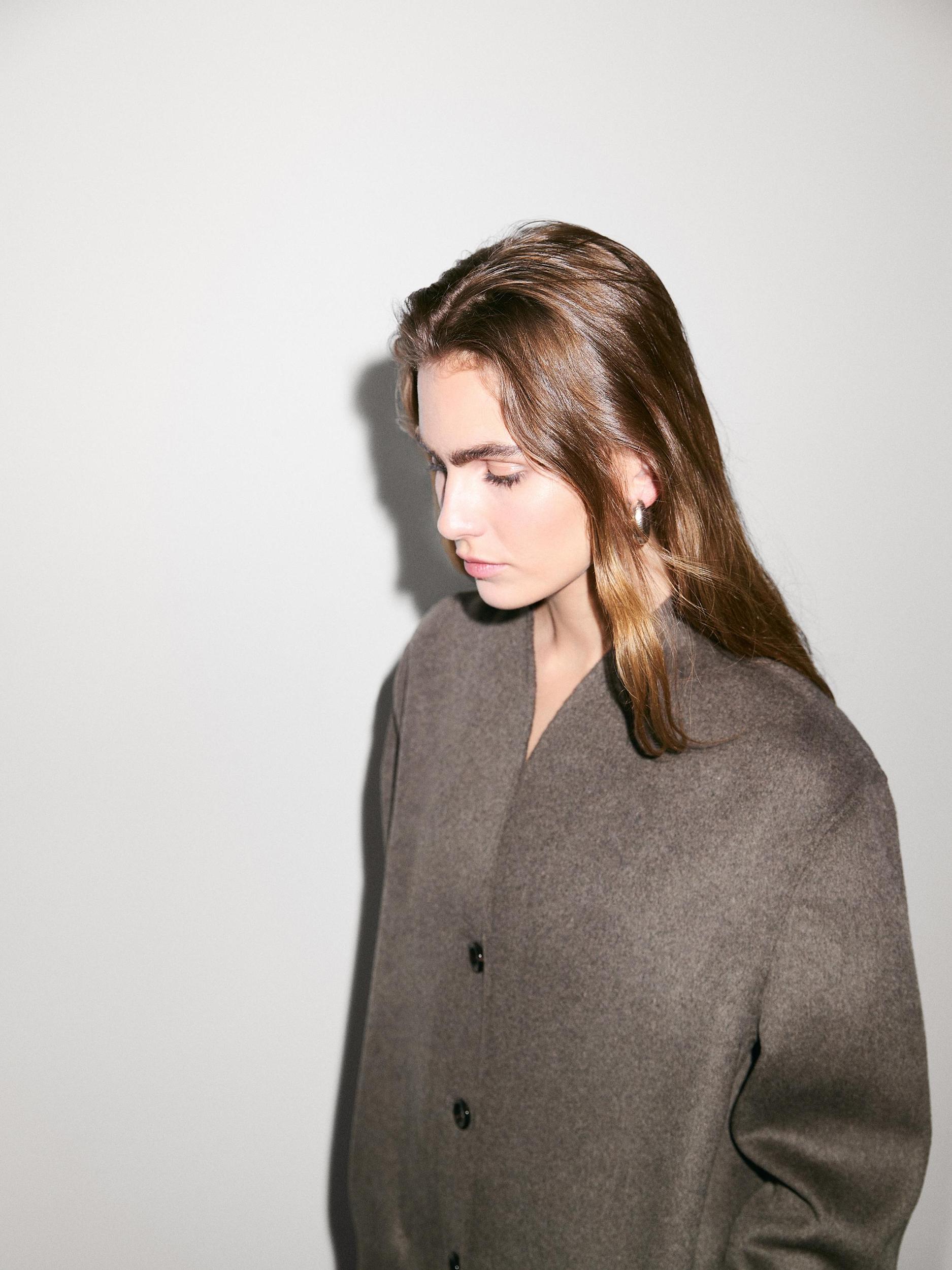 Wool blend high neck coat Product Image