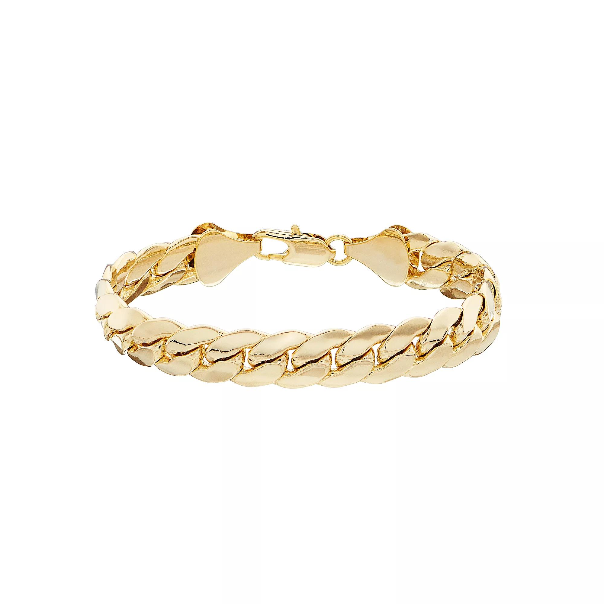 Men's 14K Gold over Brass Miami Cuban Chain Bracelet, Size: 9", Gold Tone Product Image