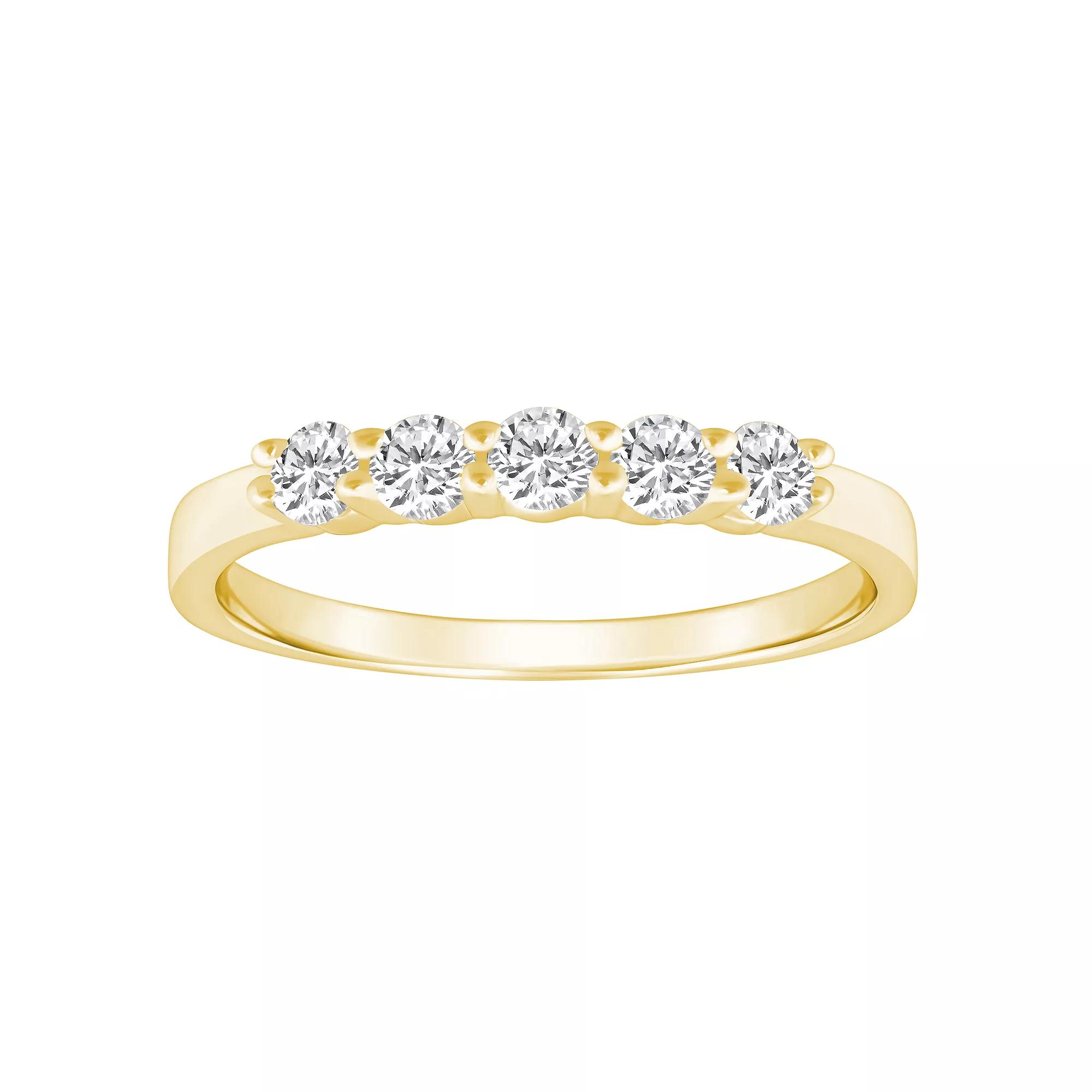 Alyson Layne 14k Gold 1/2 Carat T.W. Diamond 5-Stone Wedding Band, Womens Yellow Product Image