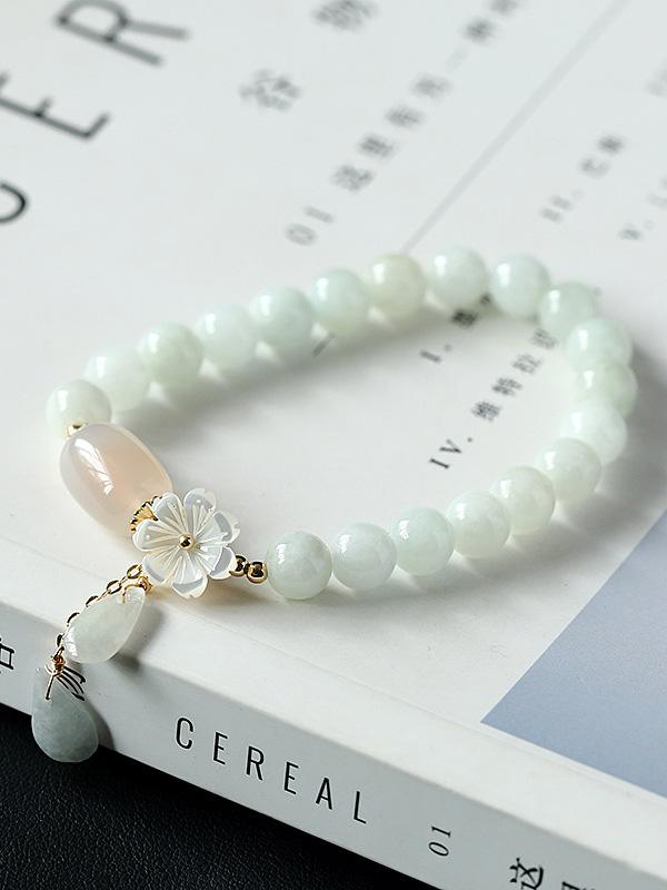 National Jade Beads&Flower Handmade Bracelet Product Image