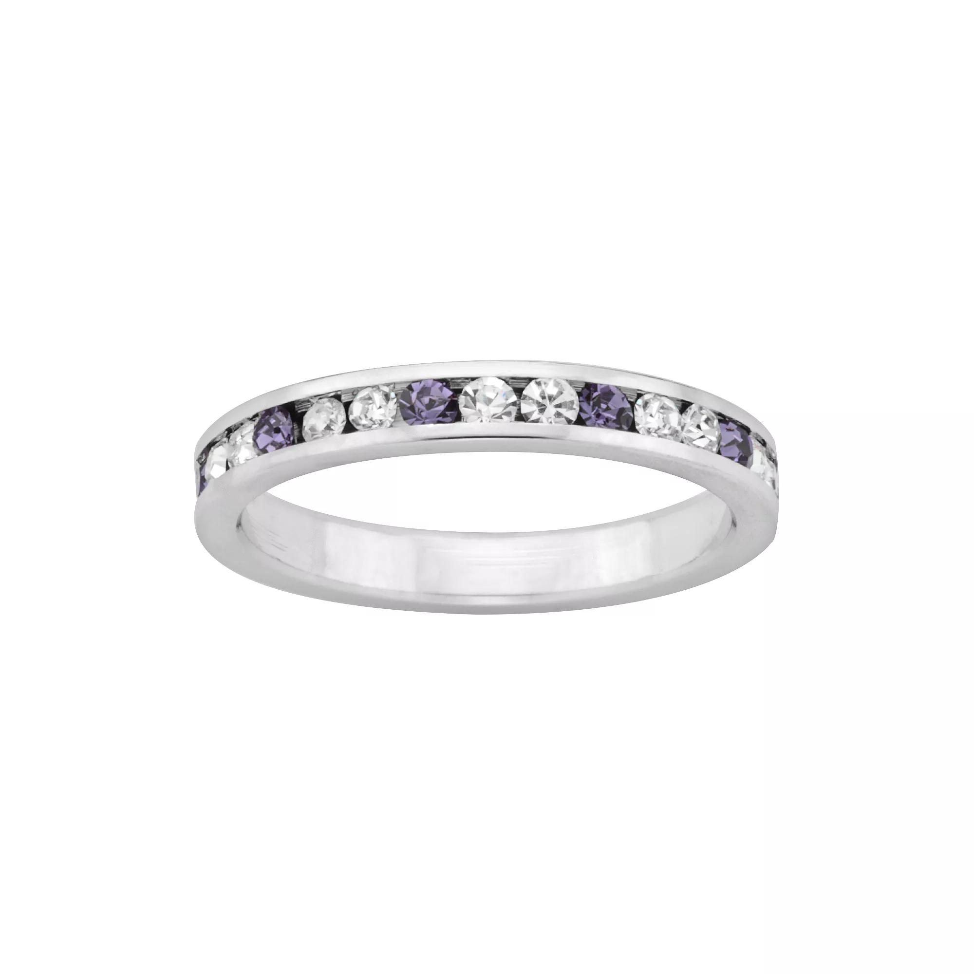 Sterling Silver Purple and White Crystal Eternity Ring, Women's,  Product Image