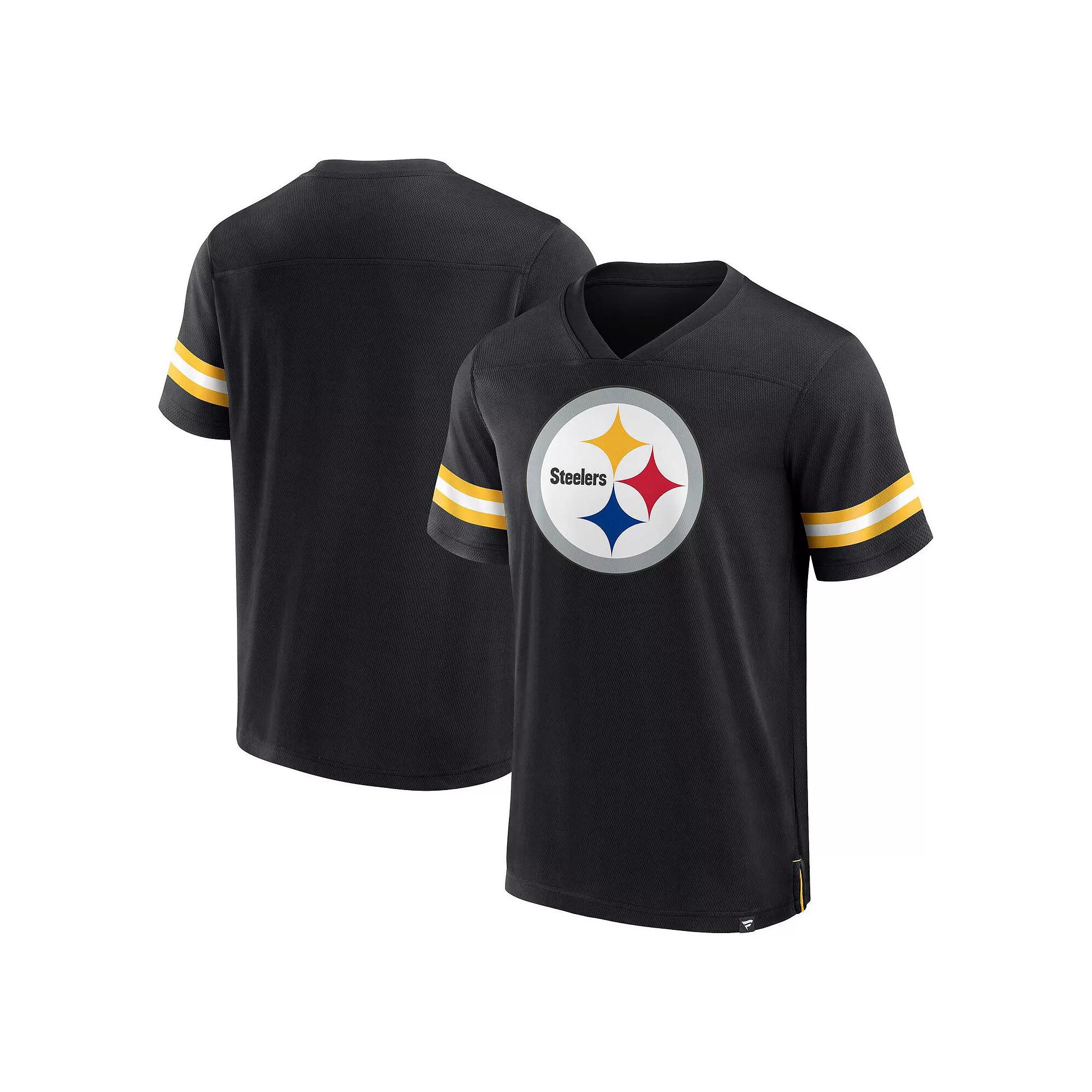 Men's Fanatics Branded Black Pittsburgh Steelers Jersey Tackle V-Neck T-Shirt,  Product Image