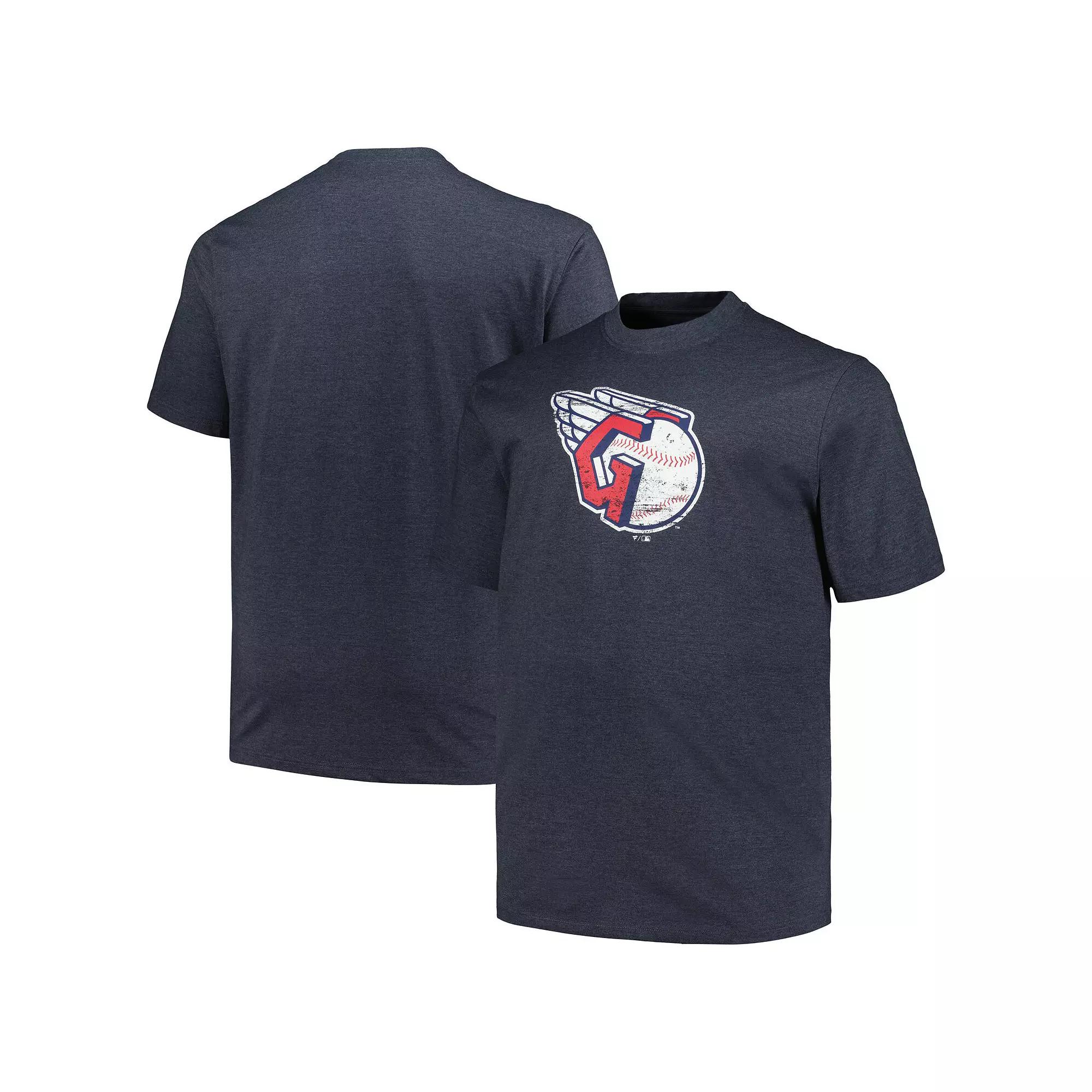 Men's Profile Heather Navy Cleveland Guardians Big & Tall Weathered Logo T-Shirt, Size: 3XLT, Grd Blue Product Image