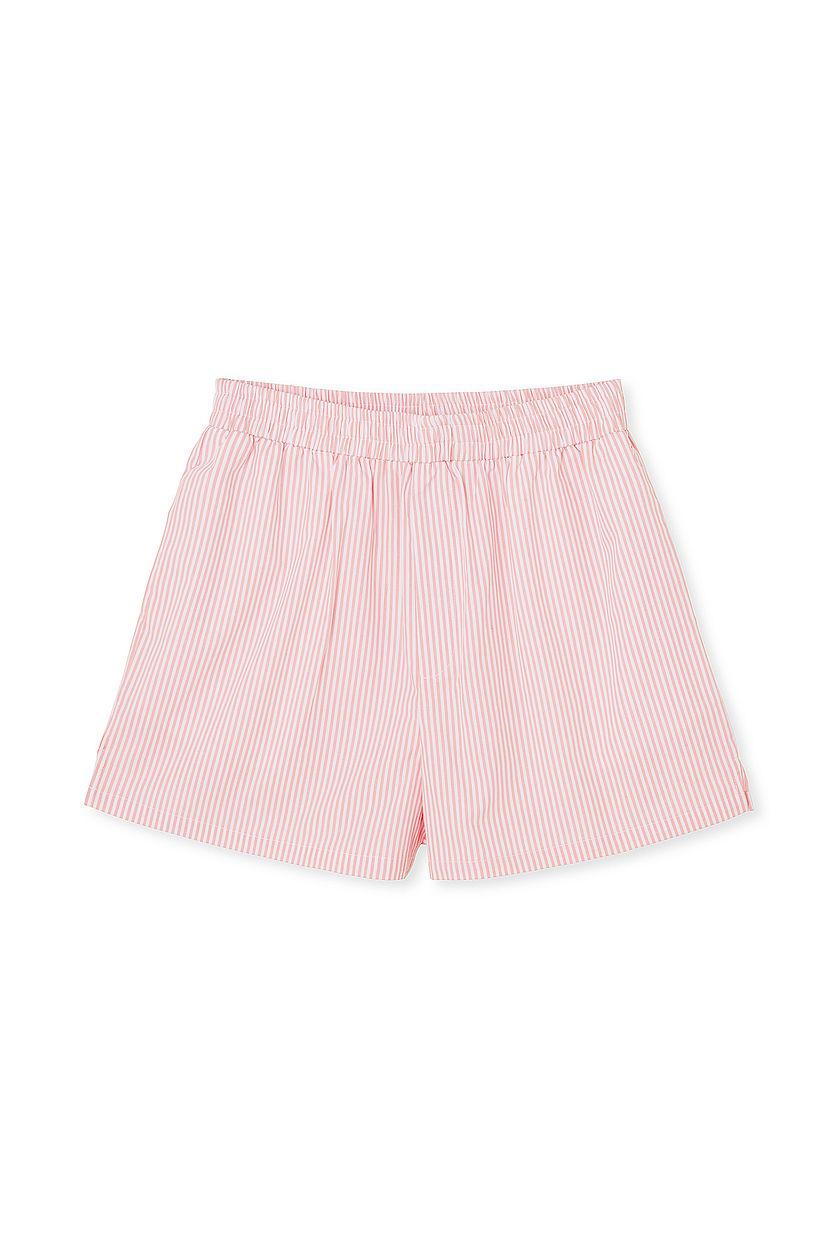 Striped Elastic Waist Cotton Shorts Product Image
