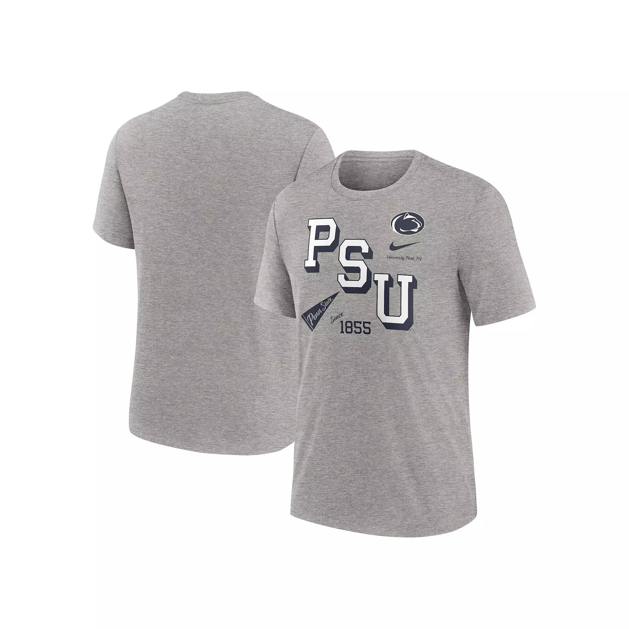 Men's Nike Heather Gray Penn State Nittany Lions Blitz Roll Call Tri-Blend T-Shirt,  Product Image
