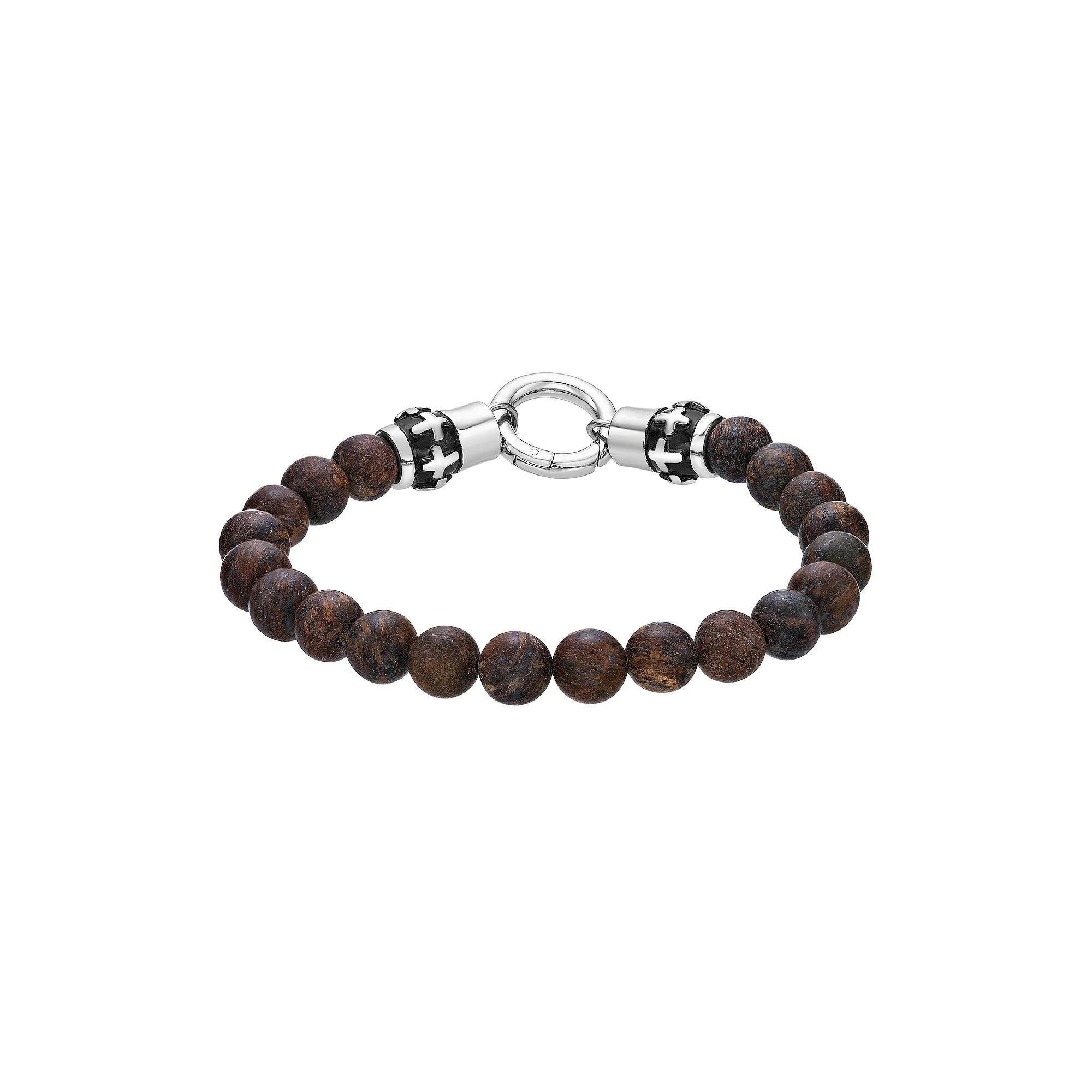 LYNX Mens Stainless Steel & Bronzite Stretch Bracelet Multi Product Image