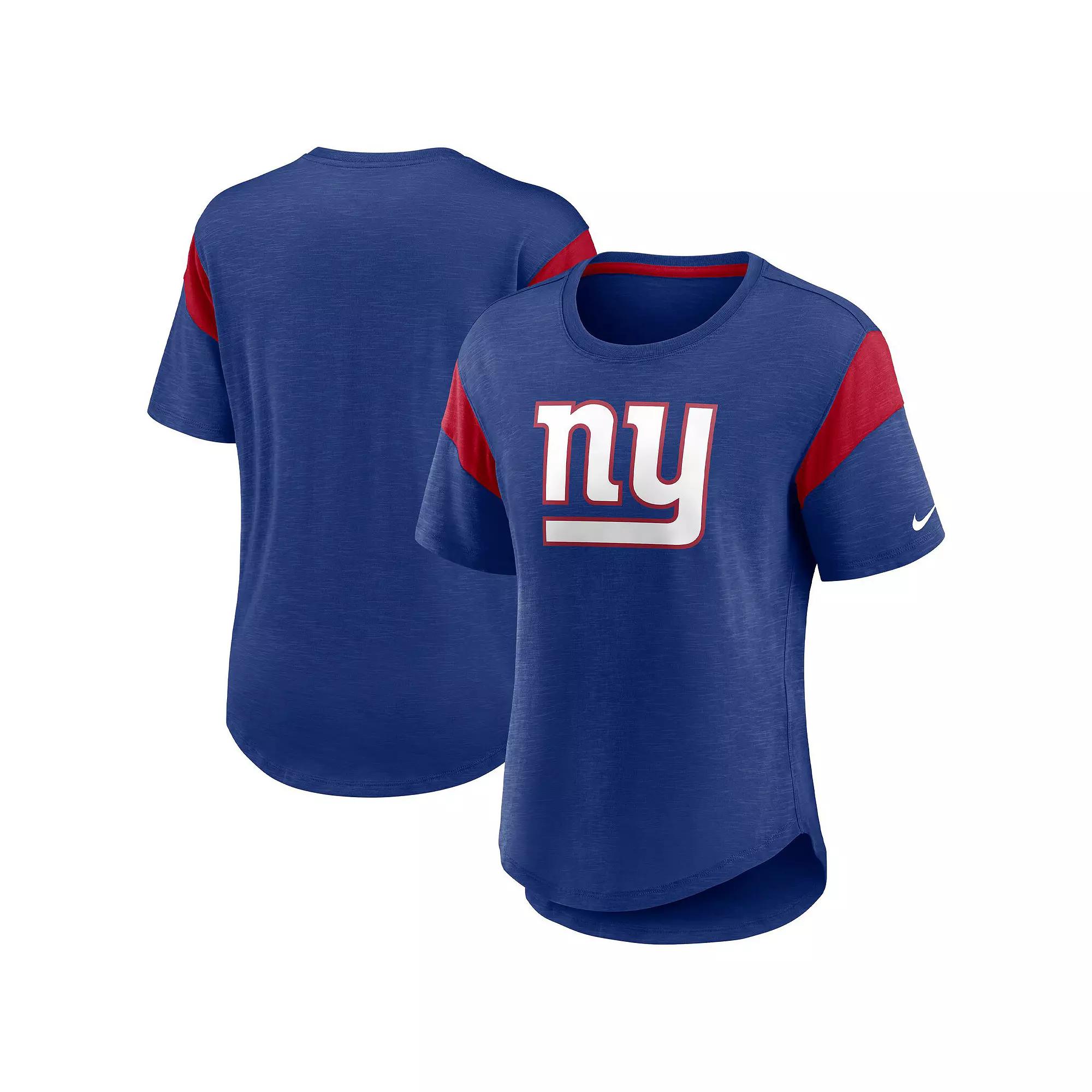 Women's Nike Heathered Royal New York Giants Primary Logo Slub Fashion Top, Size: Medium, Blue Product Image