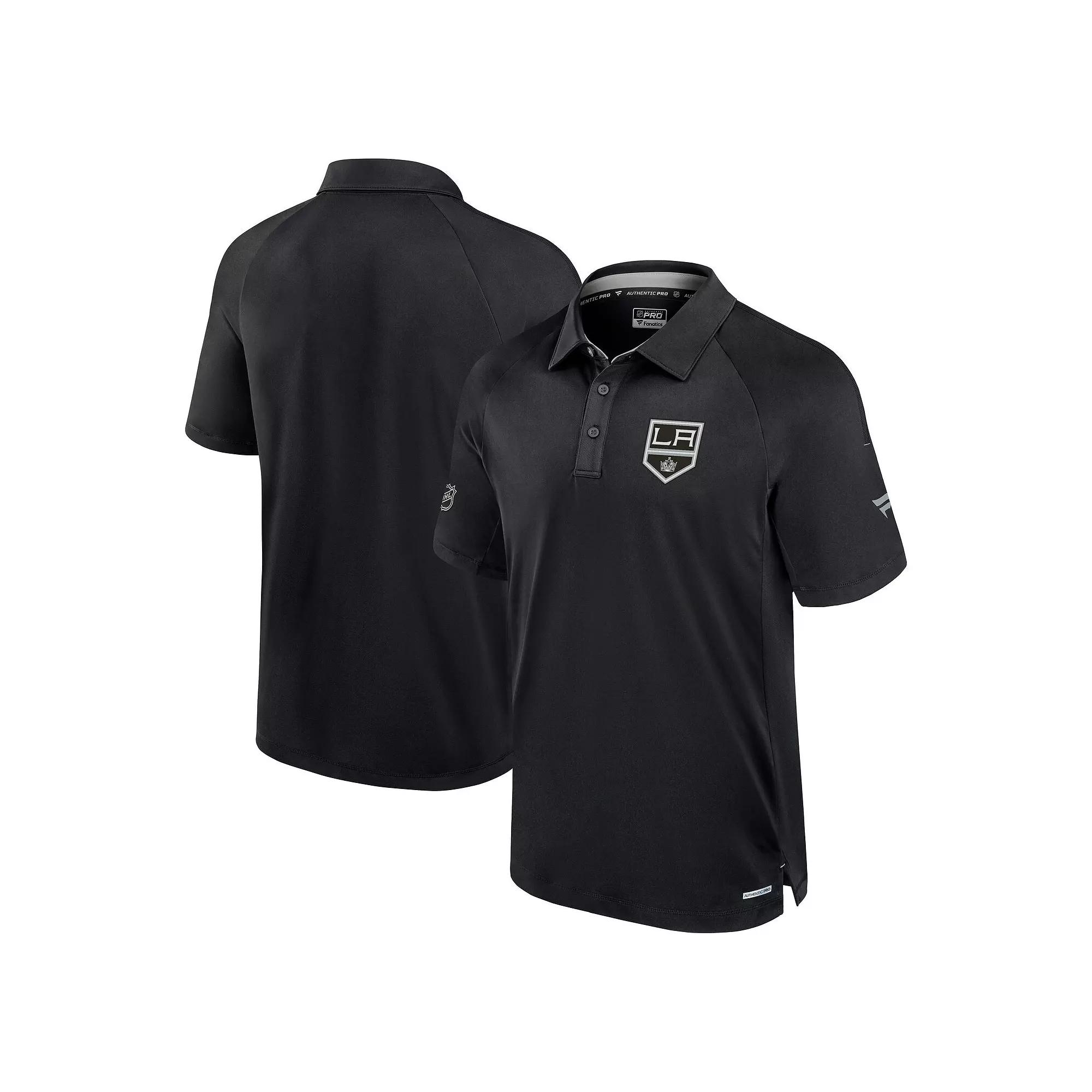 Men's Fanatics Black Los Angeles Kings Authentic Pro Rink Raglan Polo,  Product Image