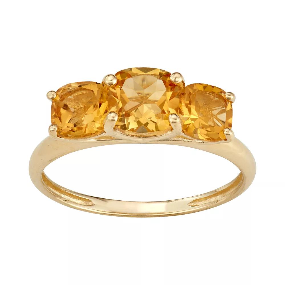 Designs by Gioelli 10k Gold 3-Stone Cushion Ring, Womens Citrine Product Image