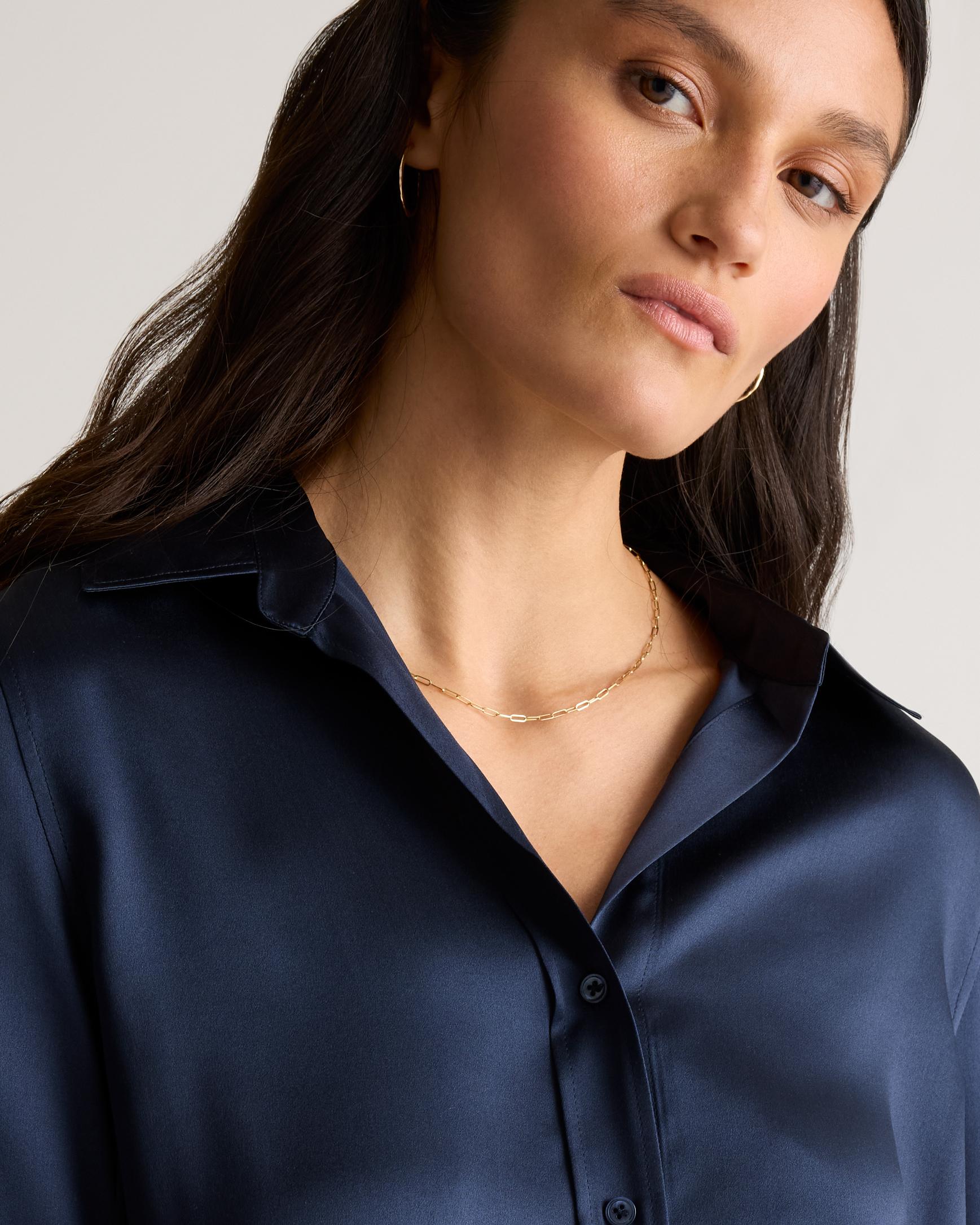 Quince | Women's Three-Quarter Sleeve Shirt Mulberry Silk Product Image