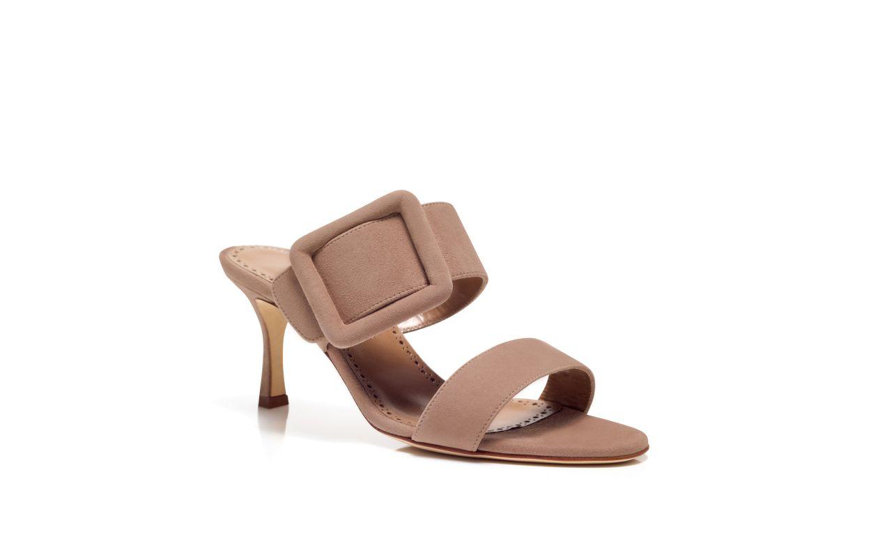 GABLE Dark Beige Suede Open Toe Mules Product Image