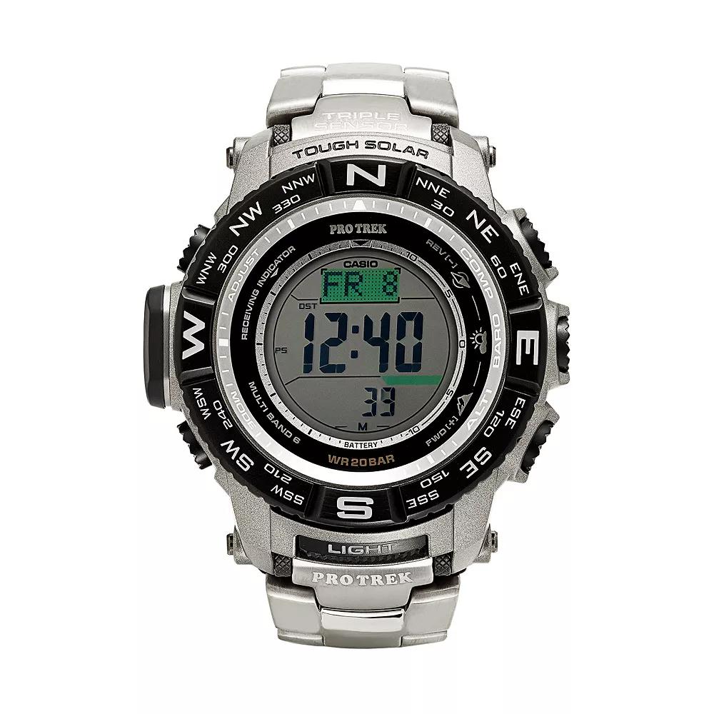 Casio Men's PRO TREK Triple Sensor Titanium Digital Atomic Solar Watch - PRW3500T-7CR, Silver Tone Product Image