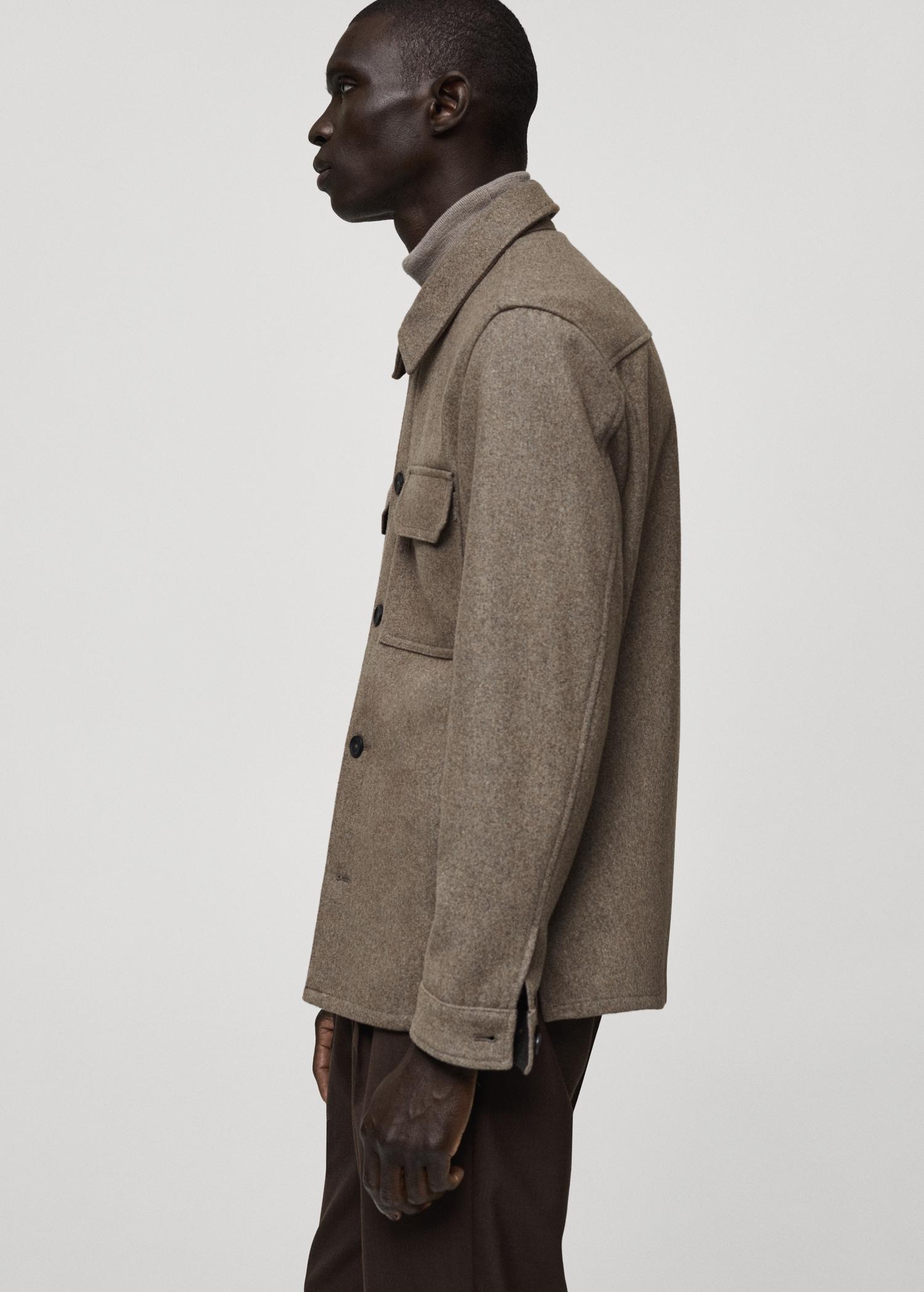 Flannel wool-blend overshirt - Men | MANGO USA Product Image