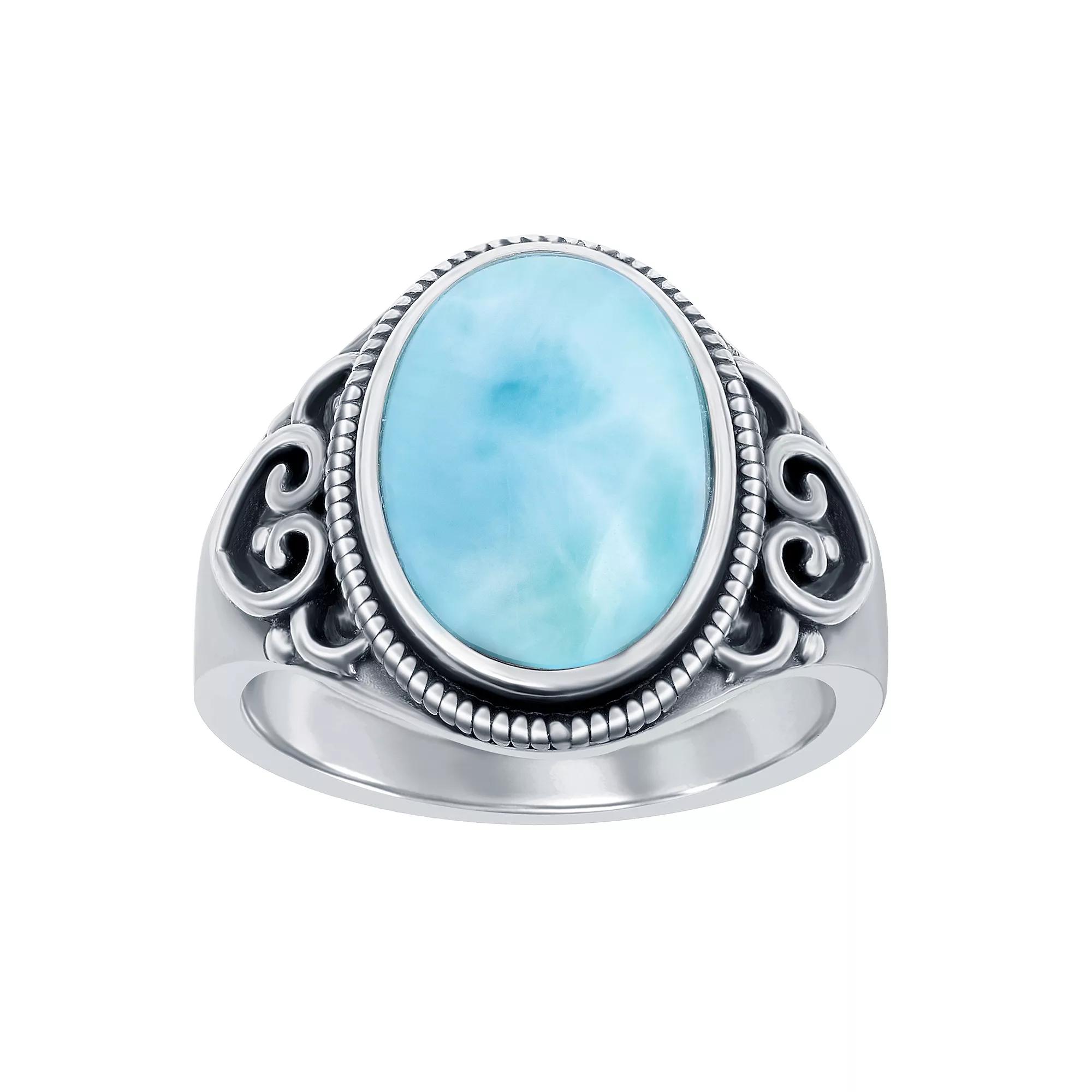 Nautica Rocks Sterling Silver Larimar Filigree Band Ring, Women's, Size: 8 Product Image