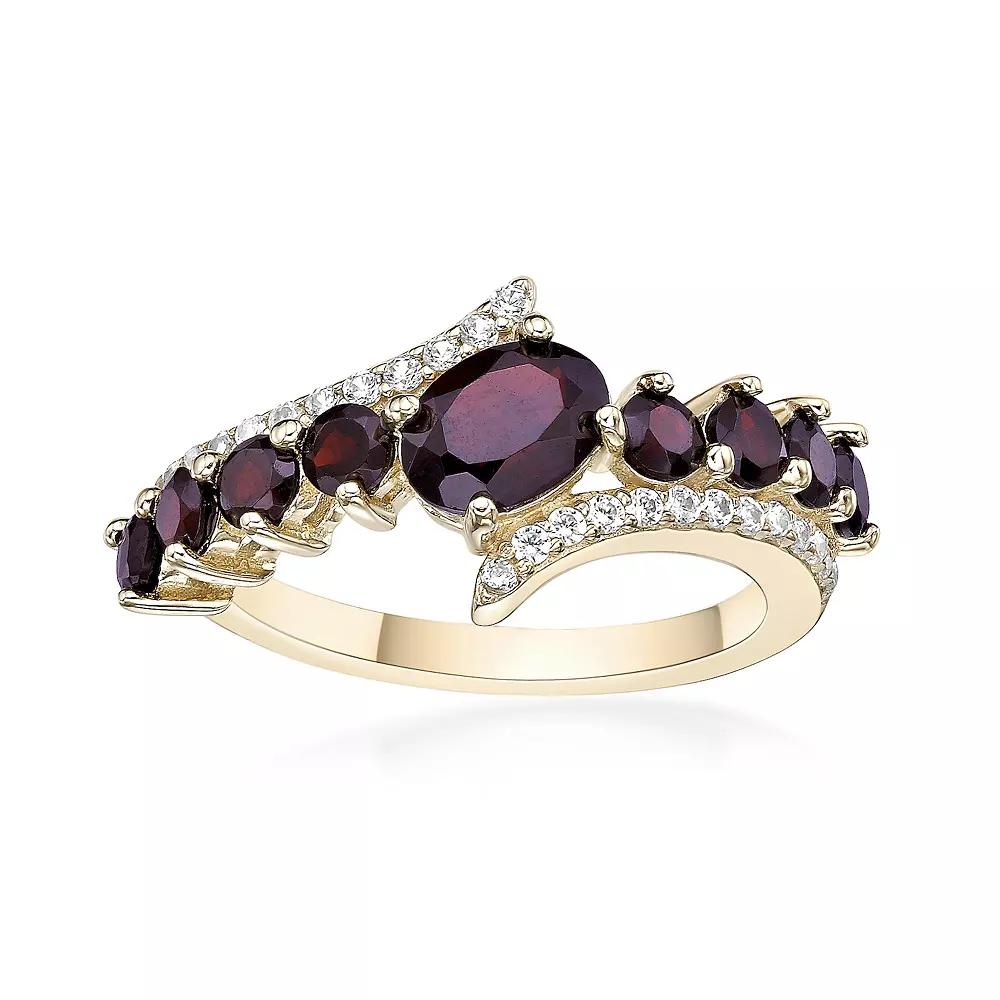 Gemminded 2 Micron Gold Over Silver Garnet & White Topaz Ring, Womens Gold Tone Product Image