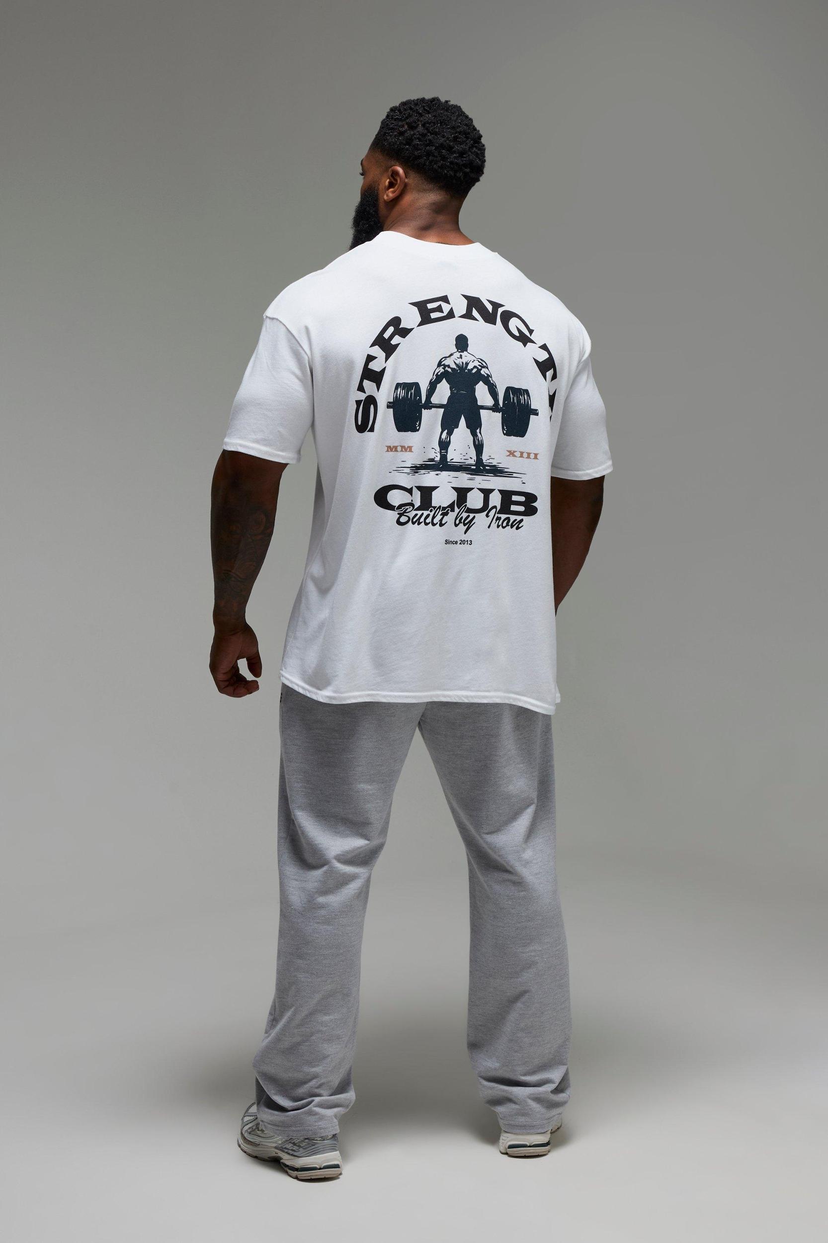 Man Active Strength Club Oversized Extended Neck T-shirt | boohooMAN USA Product Image