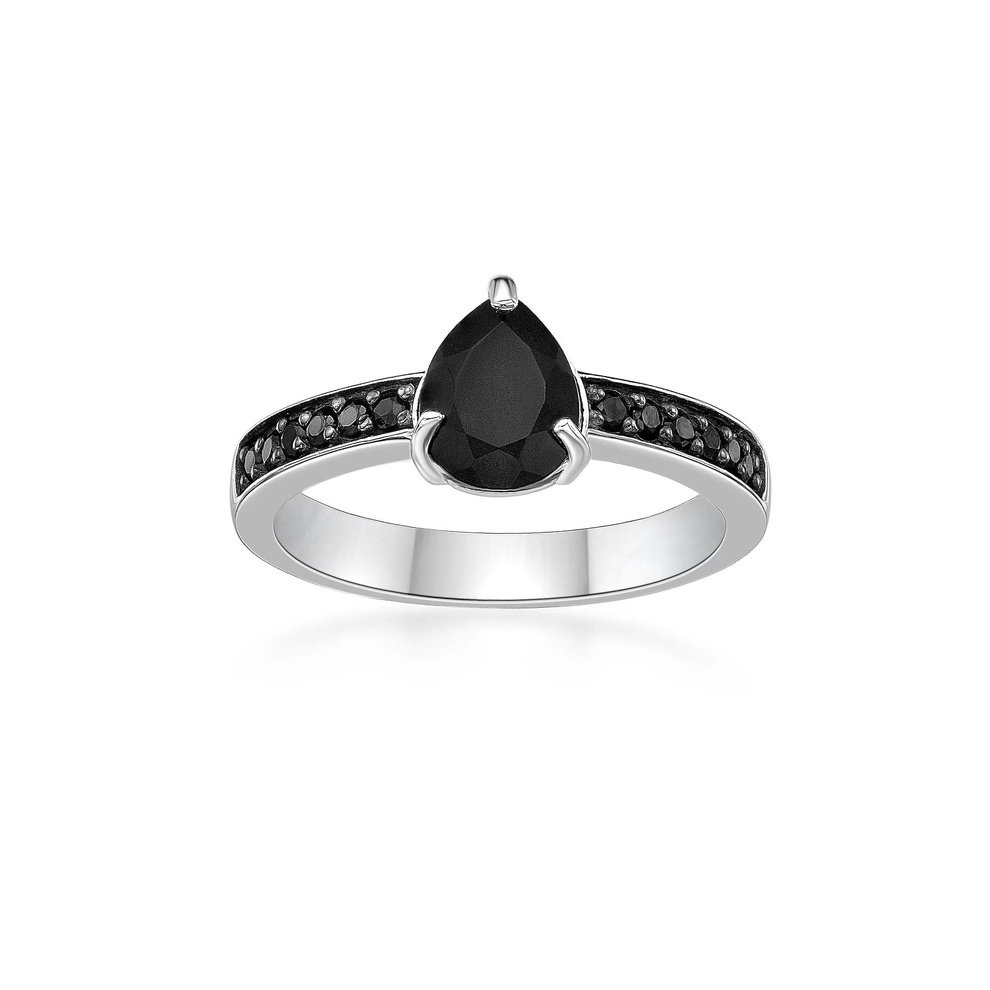 Gemminded Sterling Silver Onyx & Spinel Ring, Women's, Size: 8 Product Image