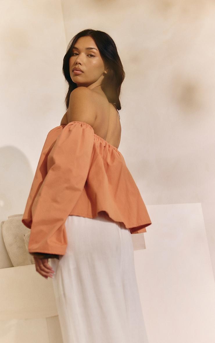 Apricot Peach Skin Floaty Bardot Top Product Image