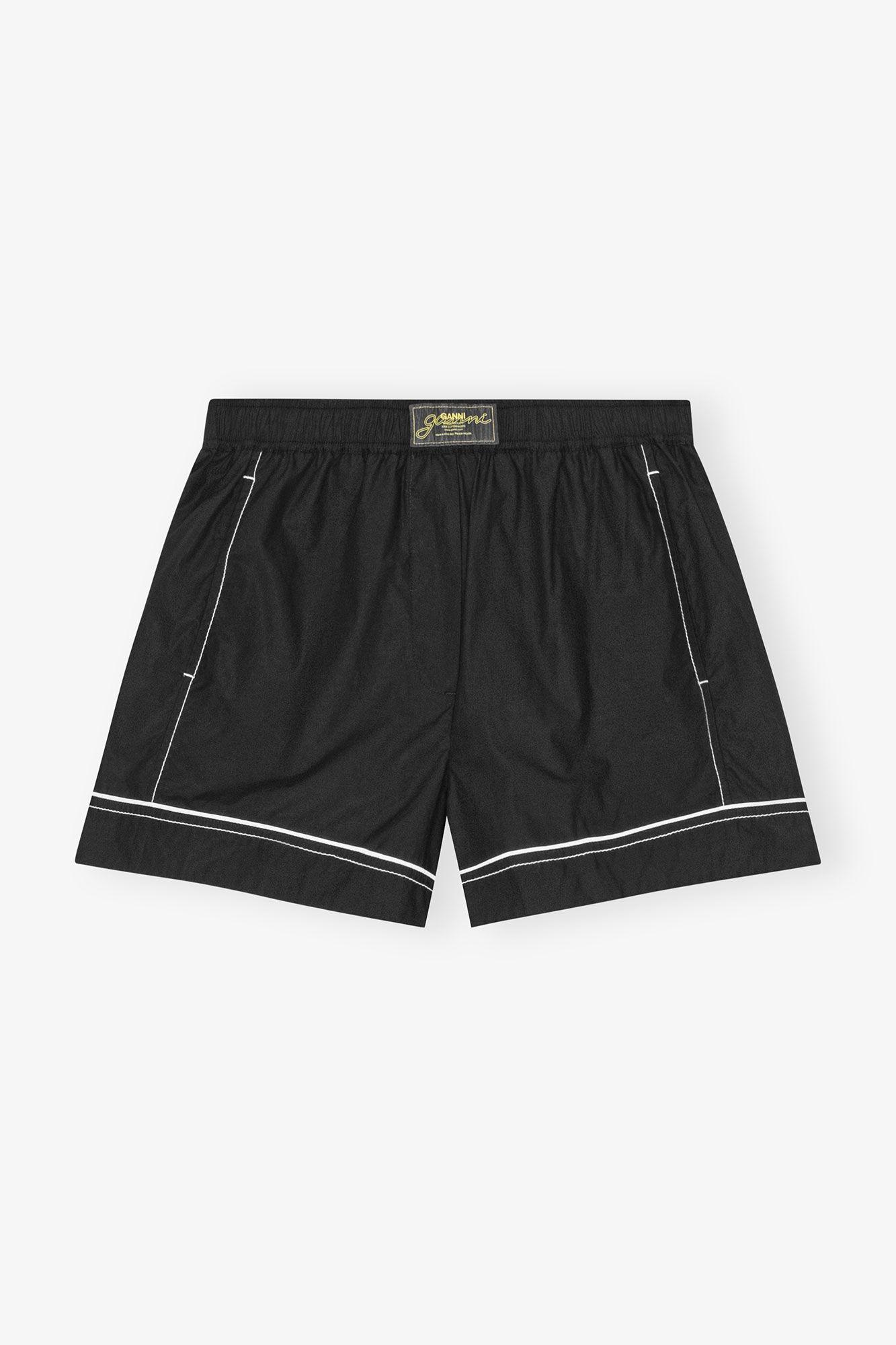 Black Cotton Poplin Shorts Product Image
