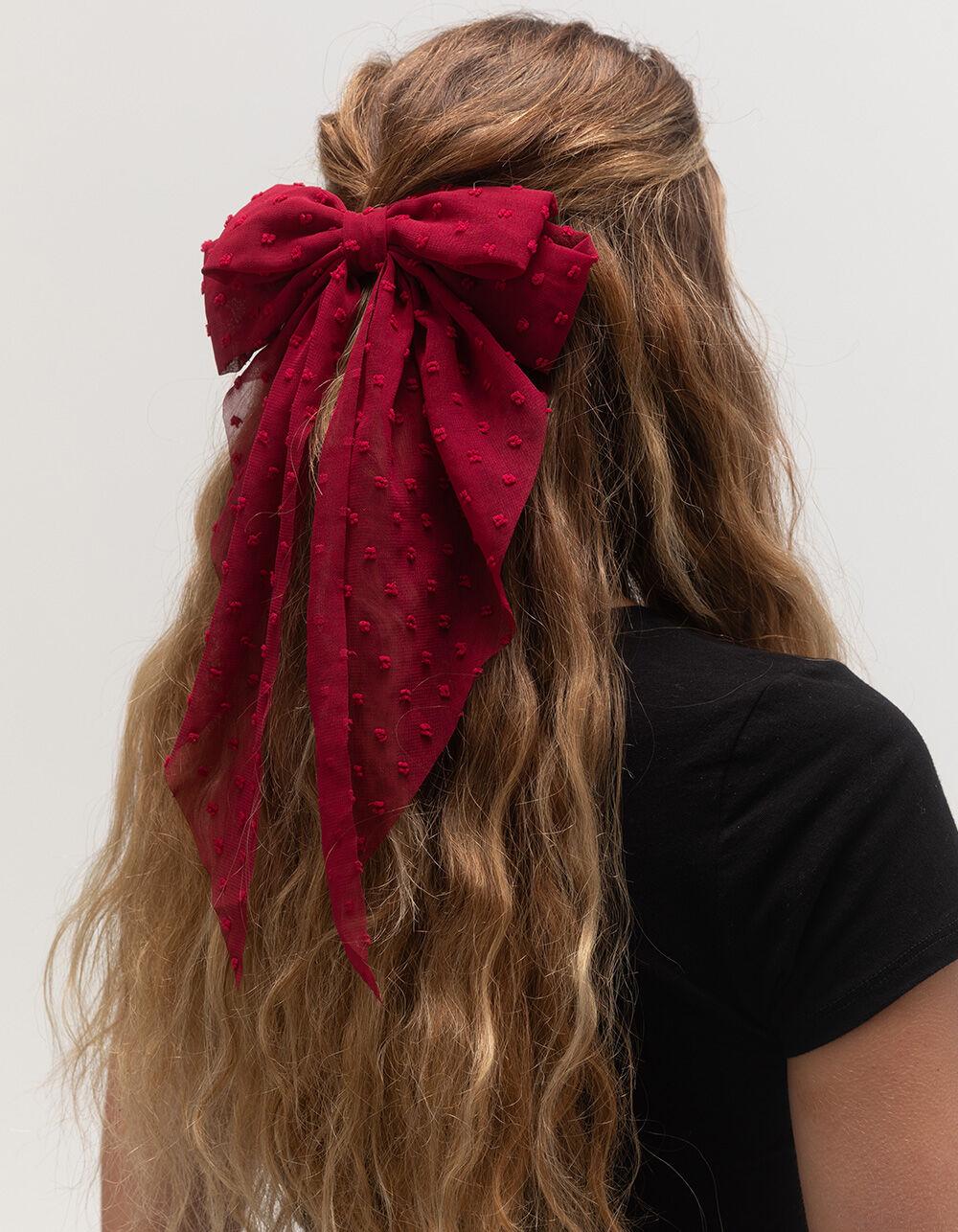 FULL TILT Polka Dot Oversized Bow Hair Clip - RED Product Image
