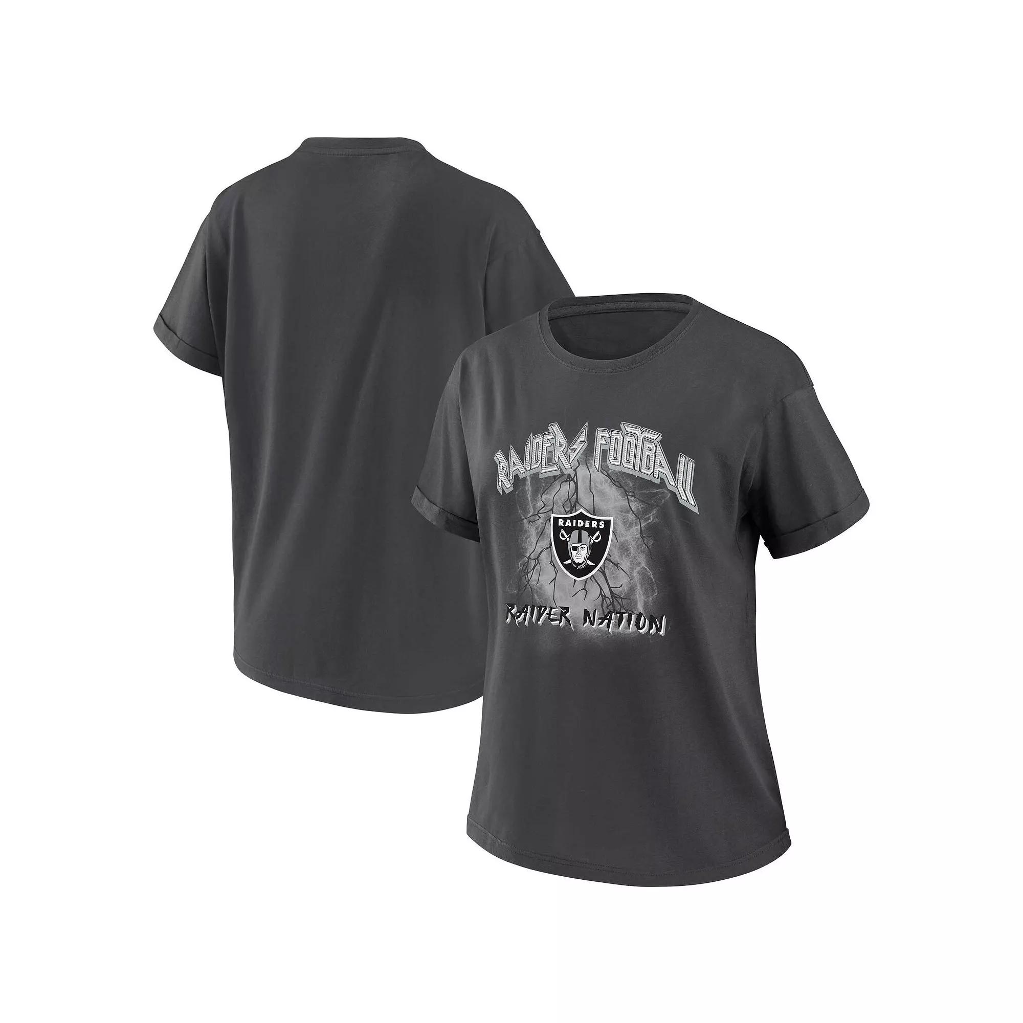 Women's WEAR by Erin Andrews Charcoal New England Patriots Boyfriend T-Shirt,  Product Image