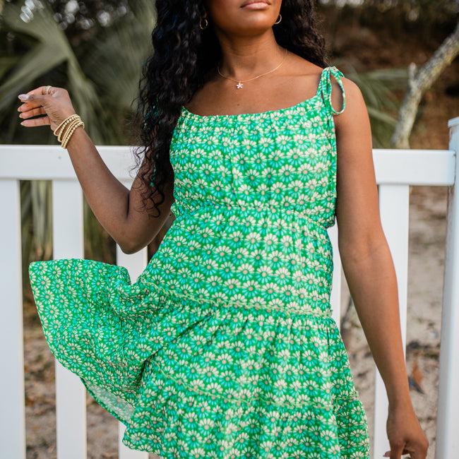 As Free As The Ocean Green Printed Babydoll Dress FINAL SALE Product Image