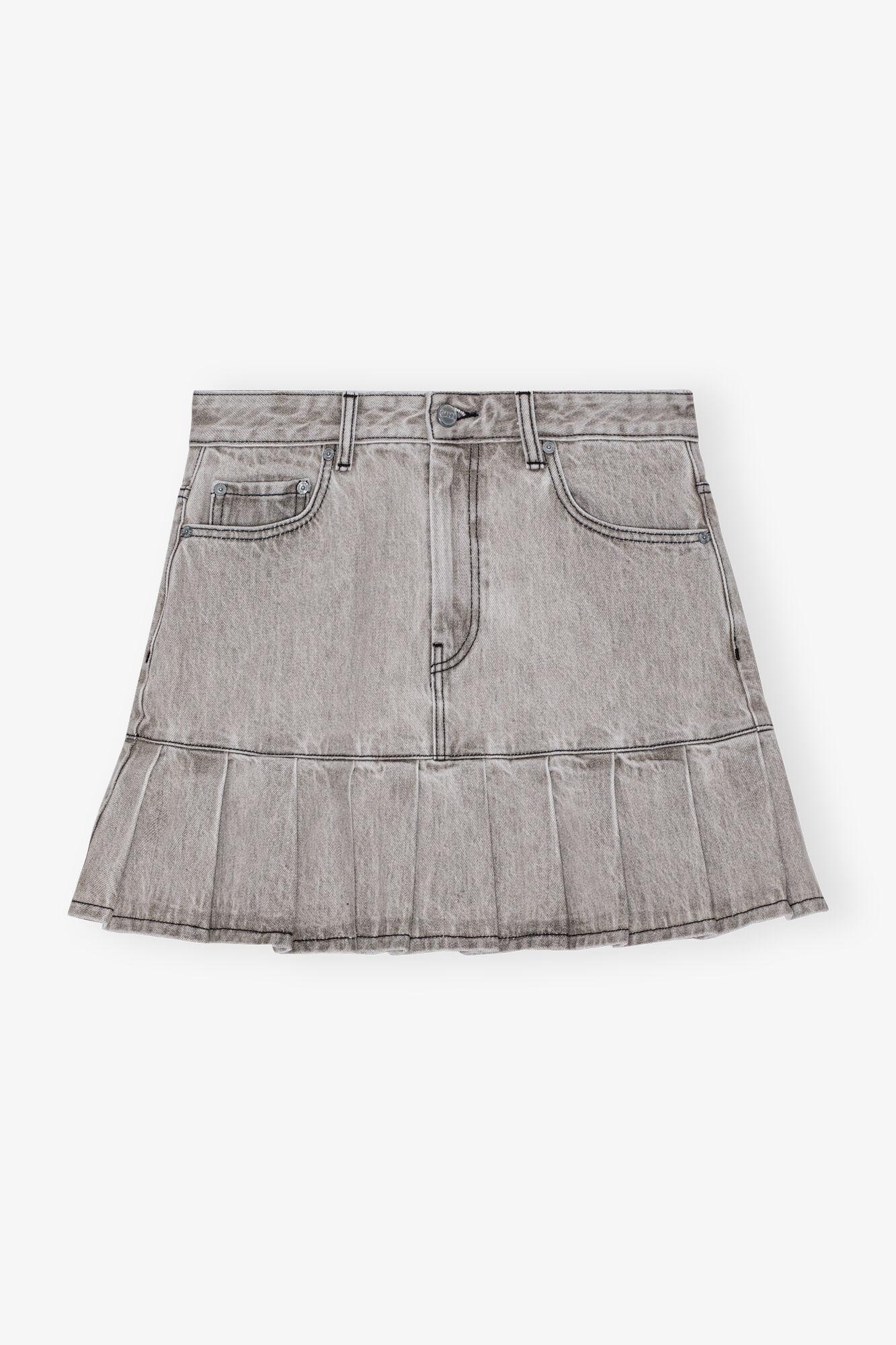 Grey Future Denim Pleated Mini Skirt Product Image