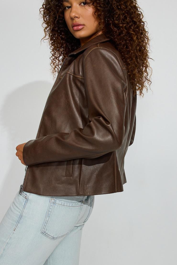 Faux Leather Worker Jacket Product Image