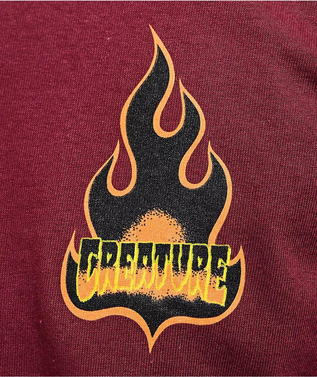 Creature Logo Flame Maroon T-Shirt Product Image