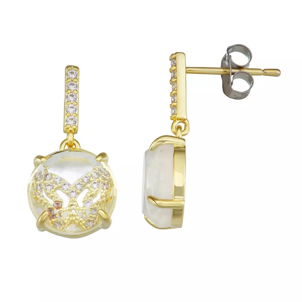 La Lumina 14k Gold Cubic Zirconia Accent Butterfly Earrings, Womens, Gold Tone White Product Image