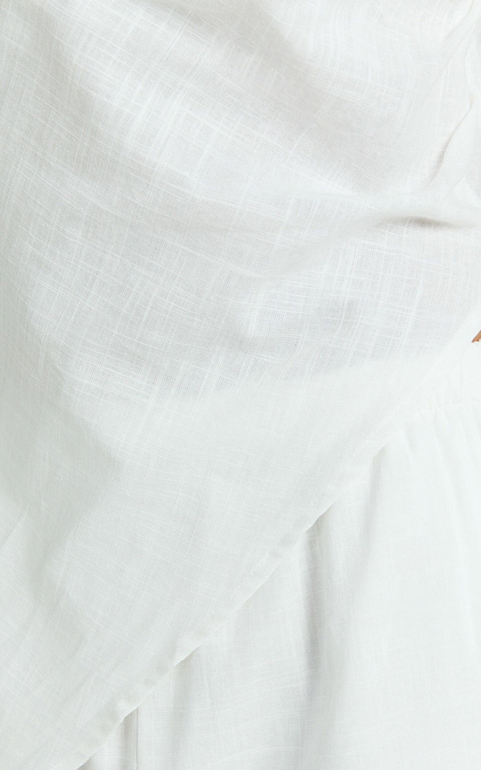 Annalie Two Piece Top and Pants Set - Off Shoulder Linen Set in White Product Image