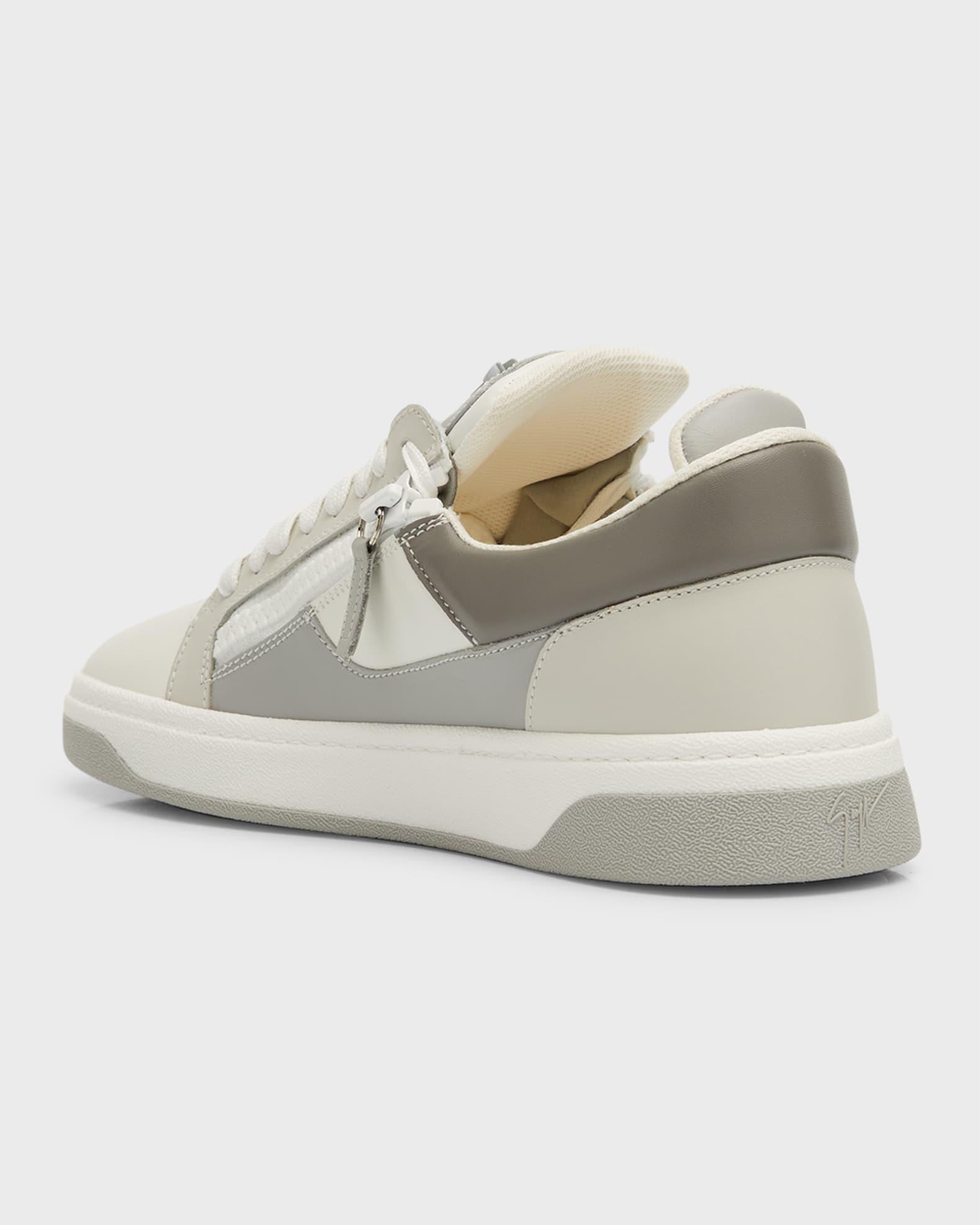 Men's Leather Low-Top Zip Sneakers Product Image