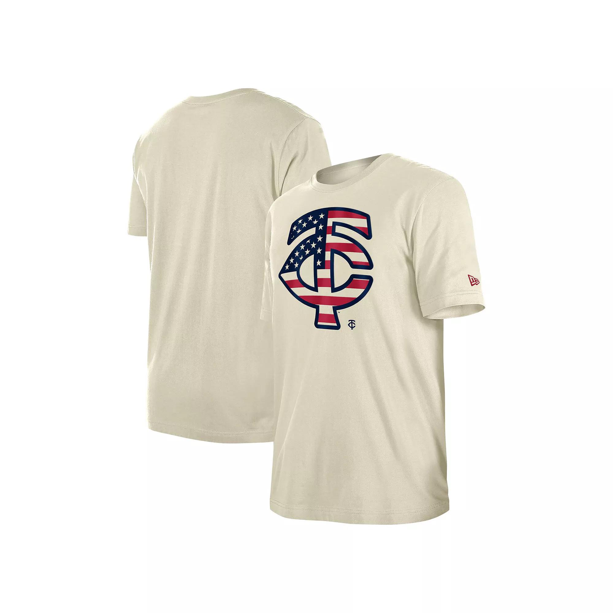 Men's New Era Cream Minnesota Twins 4th of July Flag Fill T-Shirt,  Product Image