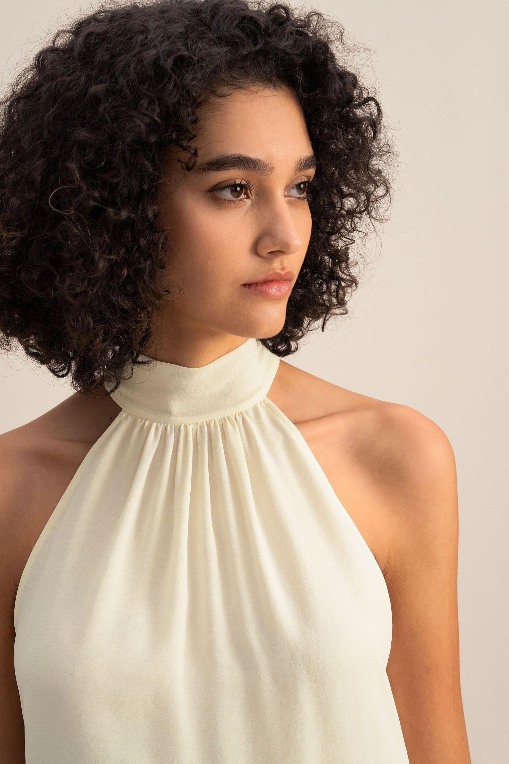 LILYSILK Silk Blouse Women Halter Neck Lily White 4 Product Image