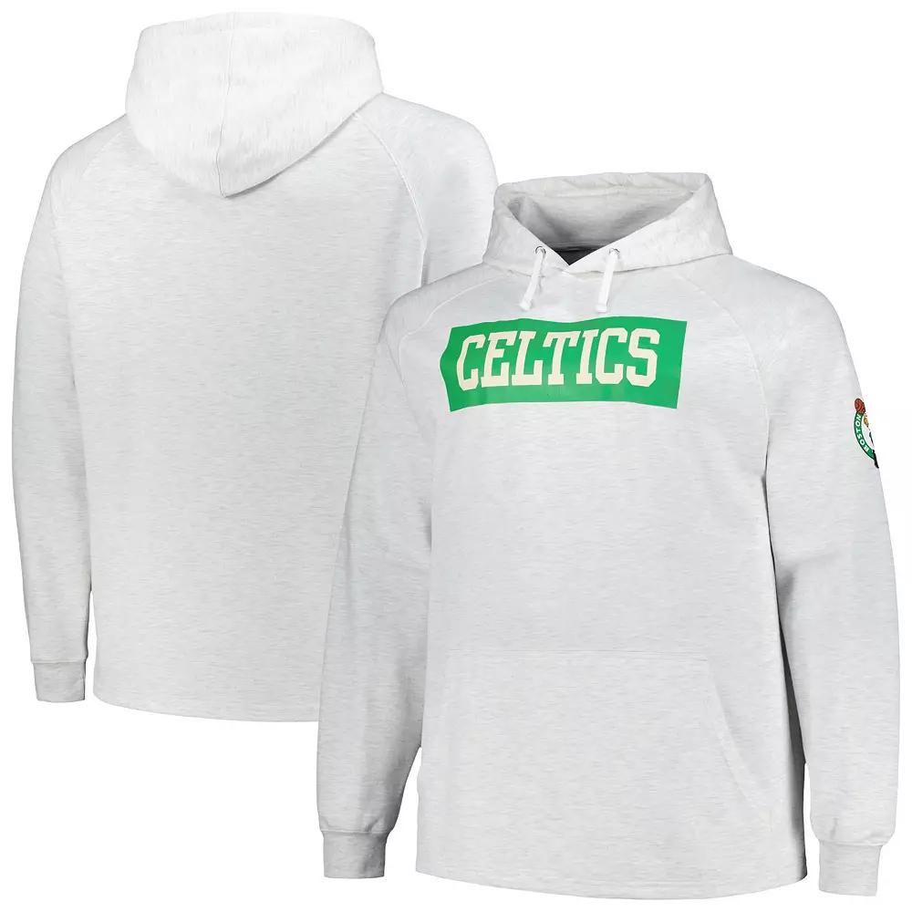 Men's Fanatics Ash Boston Celtics Big & Tall Raglan Tri-Blend Pullover Hoodie,  Product Image