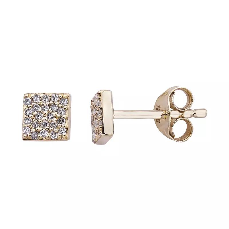 10K Gold 1/8 Carat T.W. Diamond Square Earrings, Women's, Pink Product Image