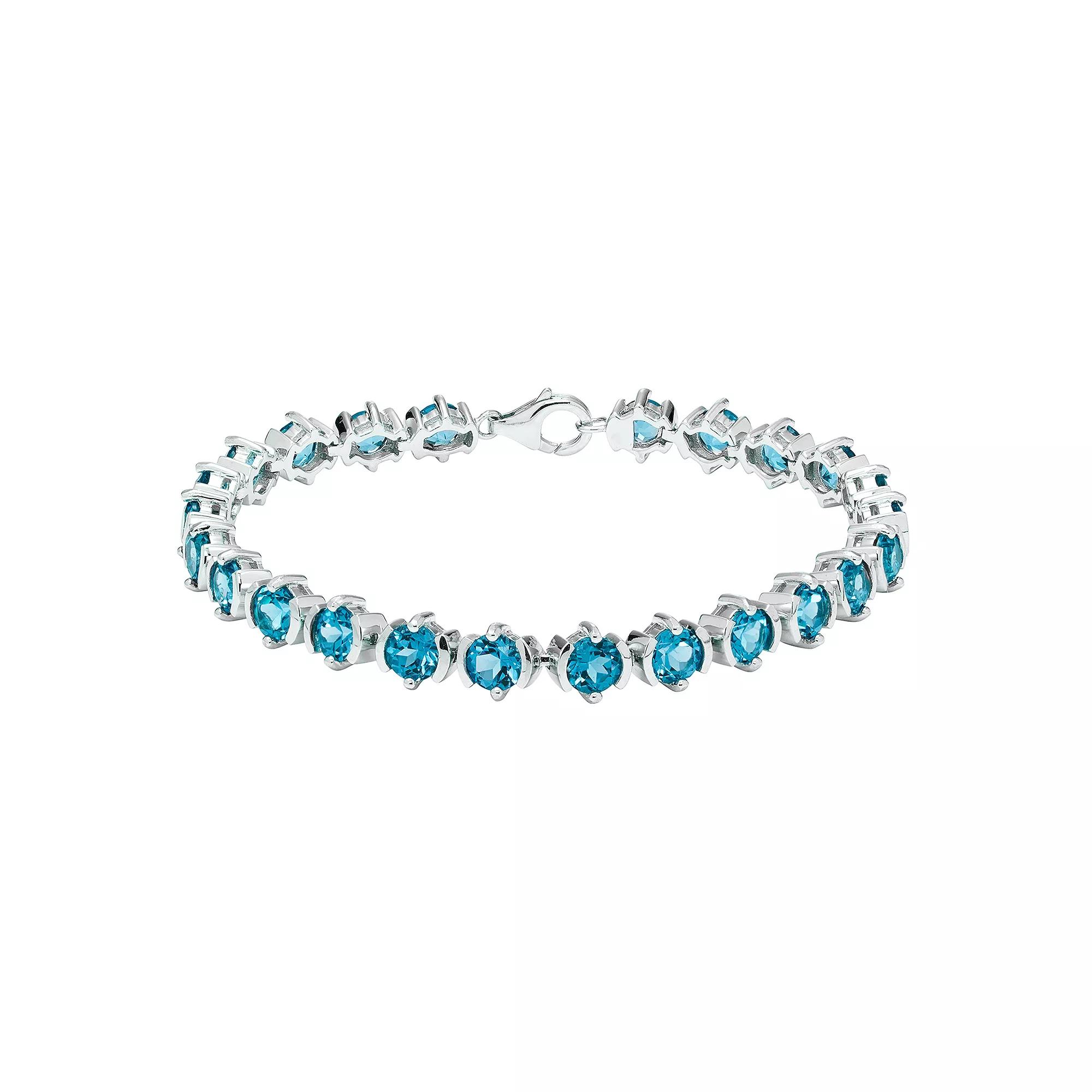 Sterling Silver & Swiss Blue Topaz Bracelet, Womens Product Image