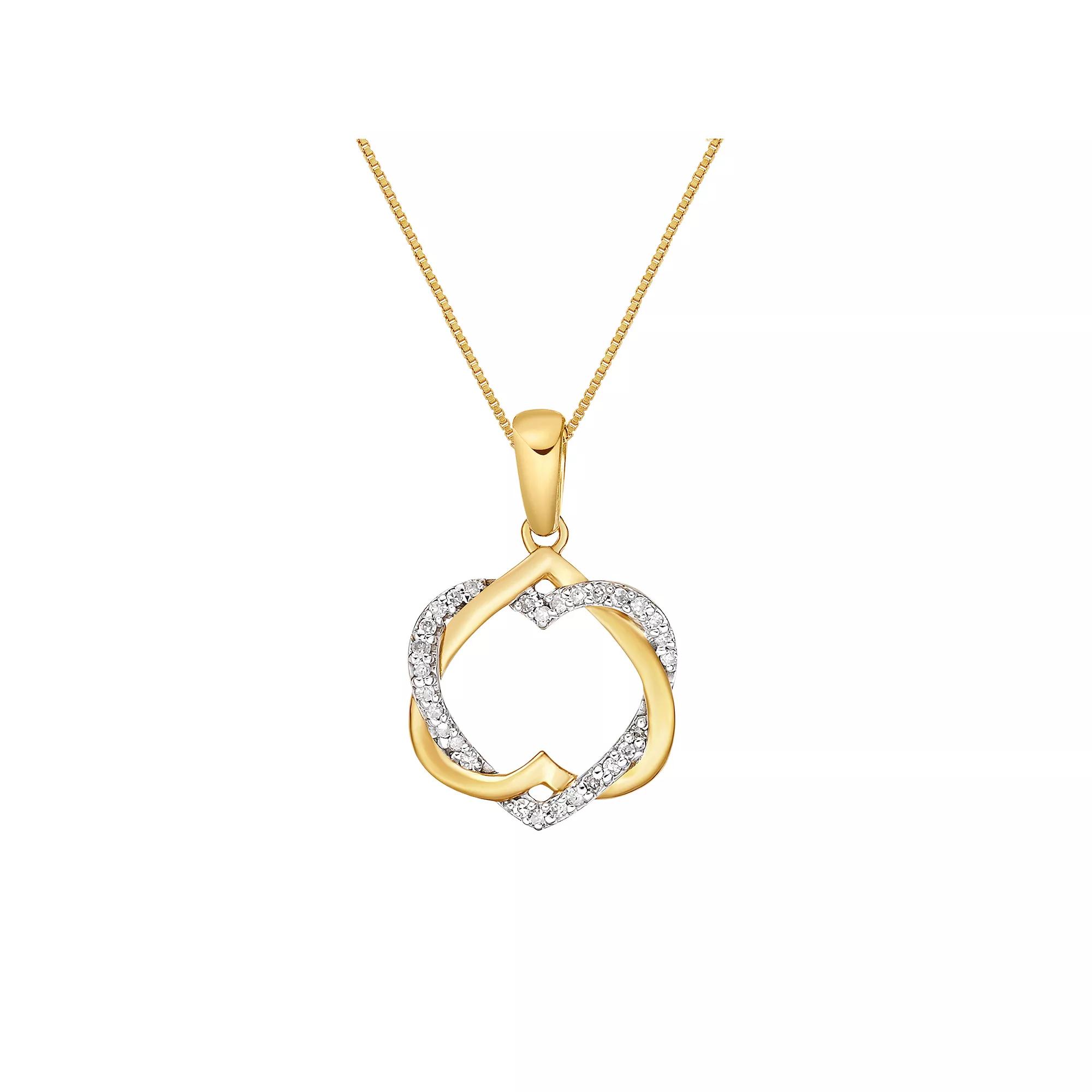 Gemminded 18k Gold Over Sterling Silver Diamond Accent Interlocked Hearts Pendant Necklace, Women's, Size: 18", Gold Tone Product Image