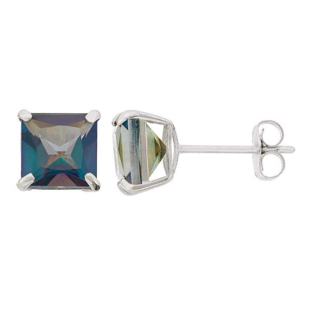 Designs by Gioelli Mystic Topaz 10k White Gold Stud Earrings, Women's, Blue Product Image