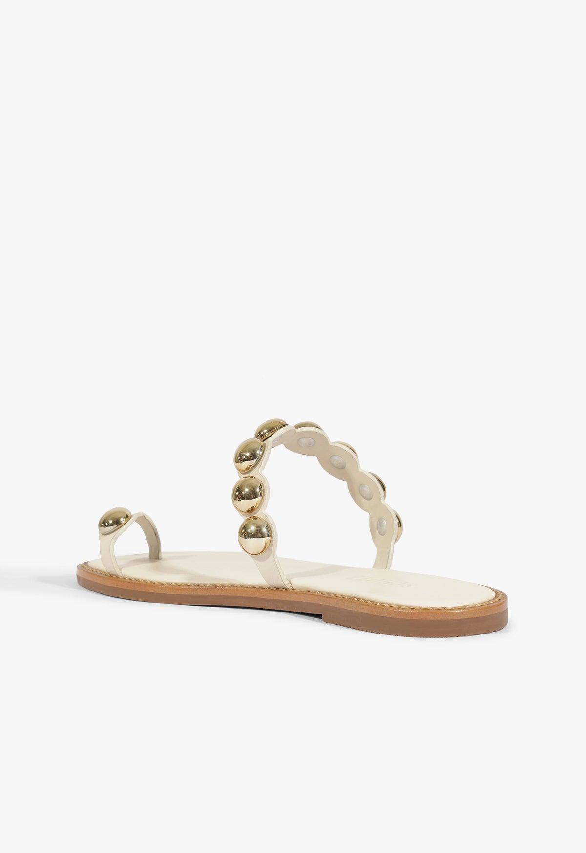 Romy White Leather Flat Sandal Product Image