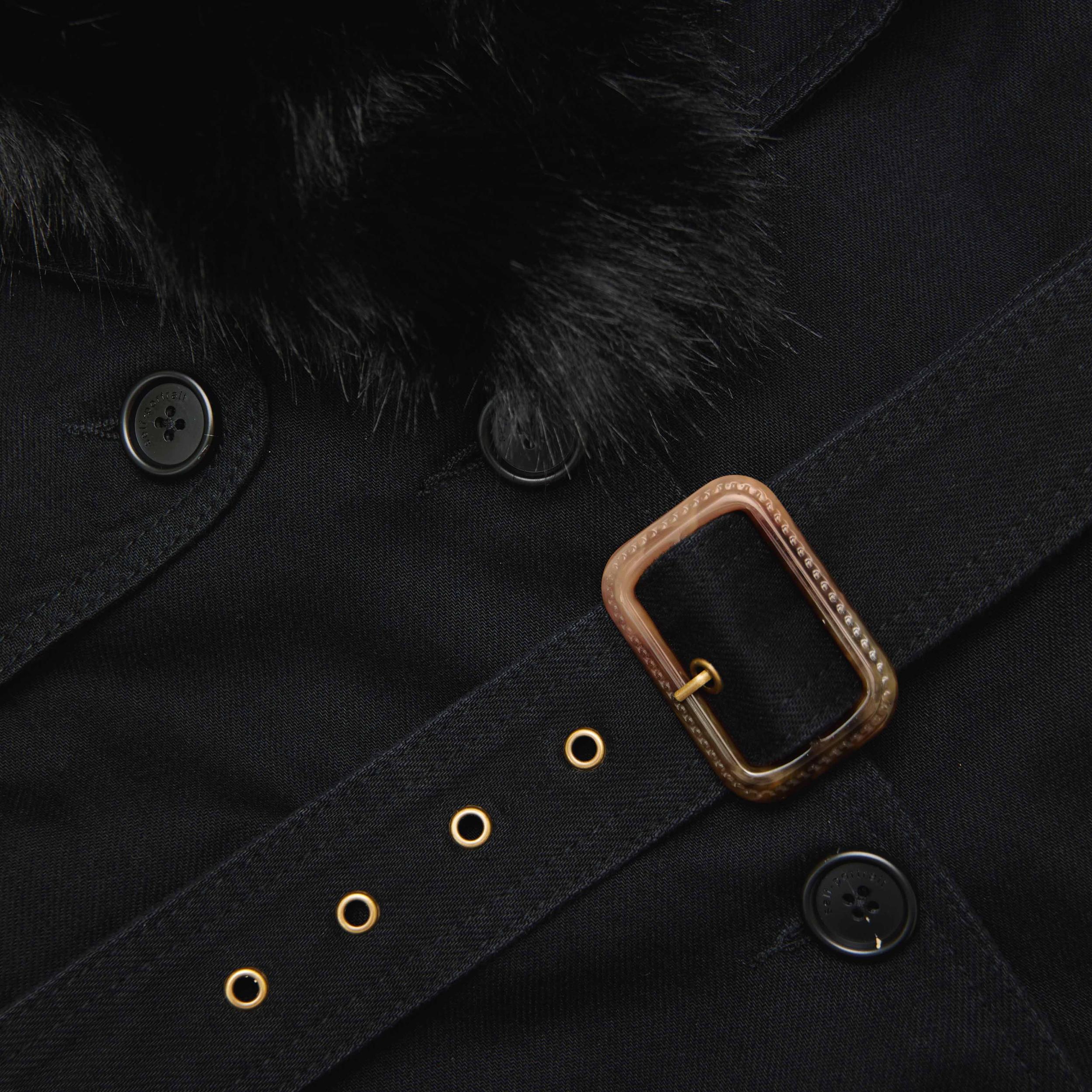 Black Denim Fur Collar Jacket Product Image