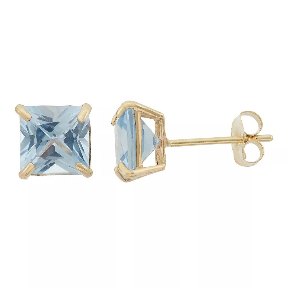 Designs by Gioelli Lab-Created Aquamarine 10k Gold Stud Earrings, Women's, Blue Product Image