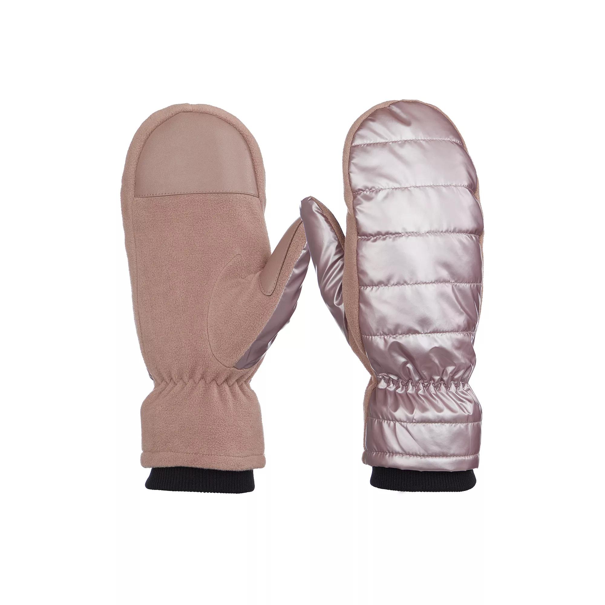 Women's isotoner Sleek Heat Pongee and Fleece Mittens, Size: Small-Medium, Grey Silver Product Image