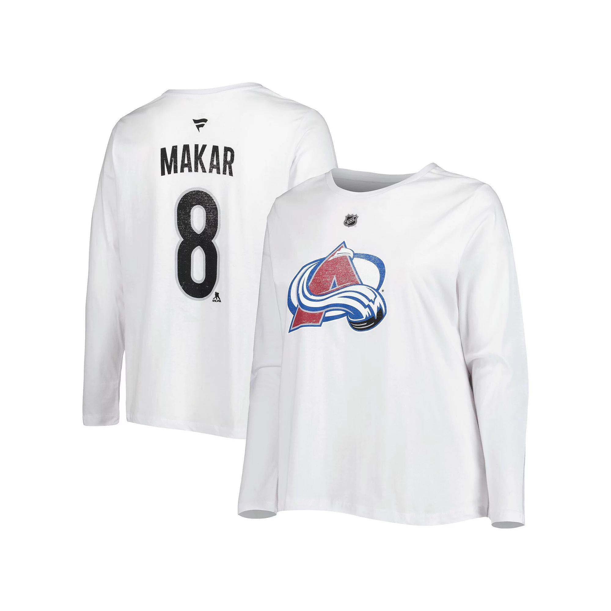 Women's Profile Cale Makar White Colorado Avalanche Plus Size Name & Number Long Sleeve T-Shirt, Size: 2XL Product Image