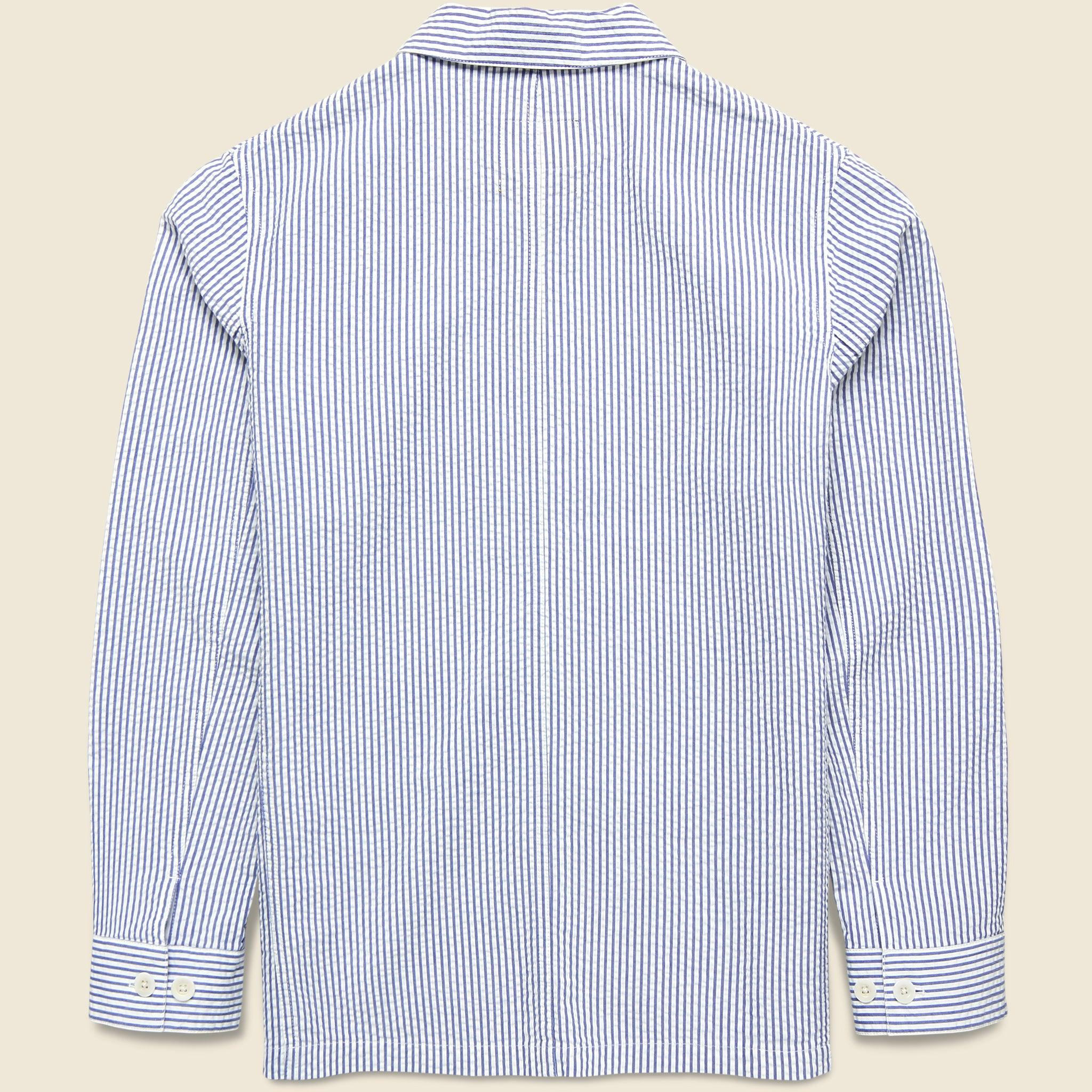 Striped Seersucker Shirt Jacket - Blue Product Image